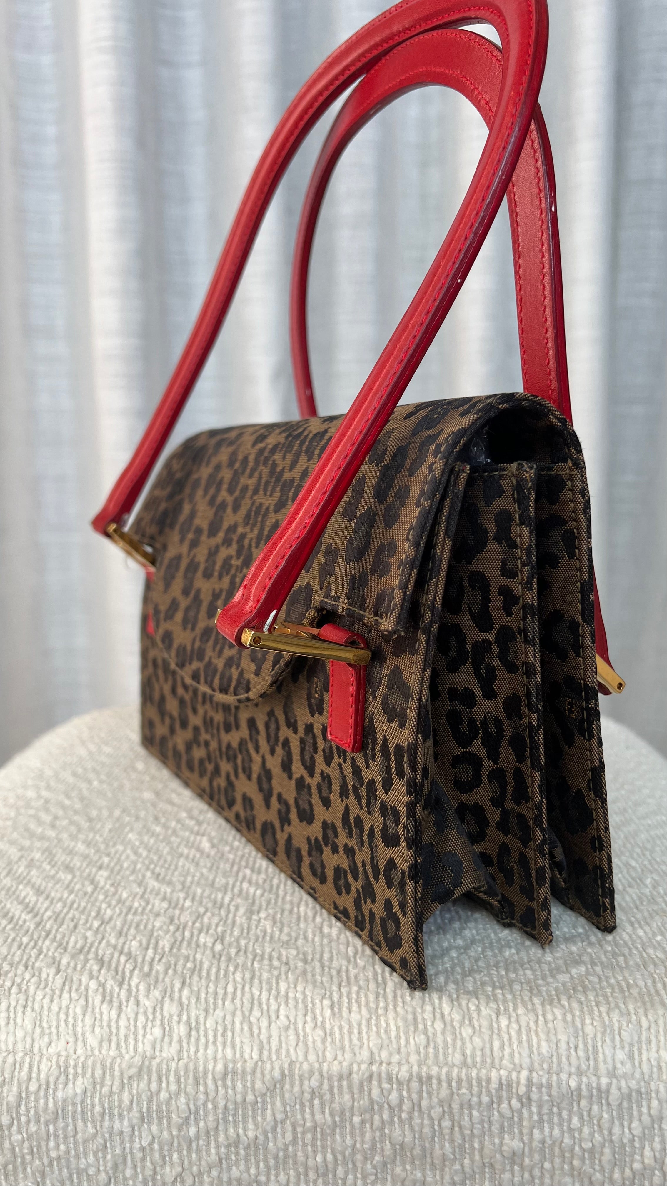 Fendi Leopard Print Canvas Handbag