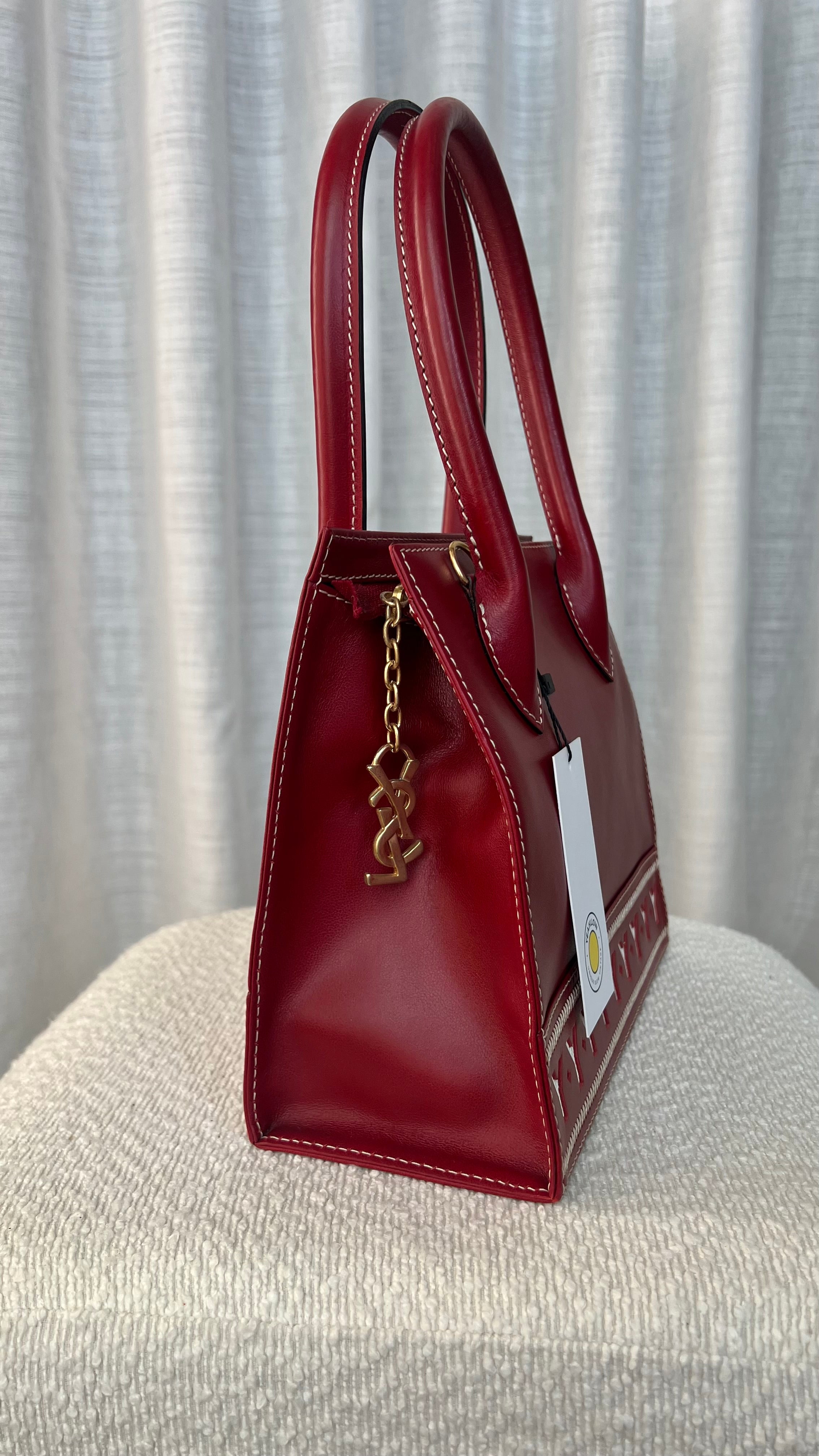 Saint Laurent Vintage Leather Satchel In Red