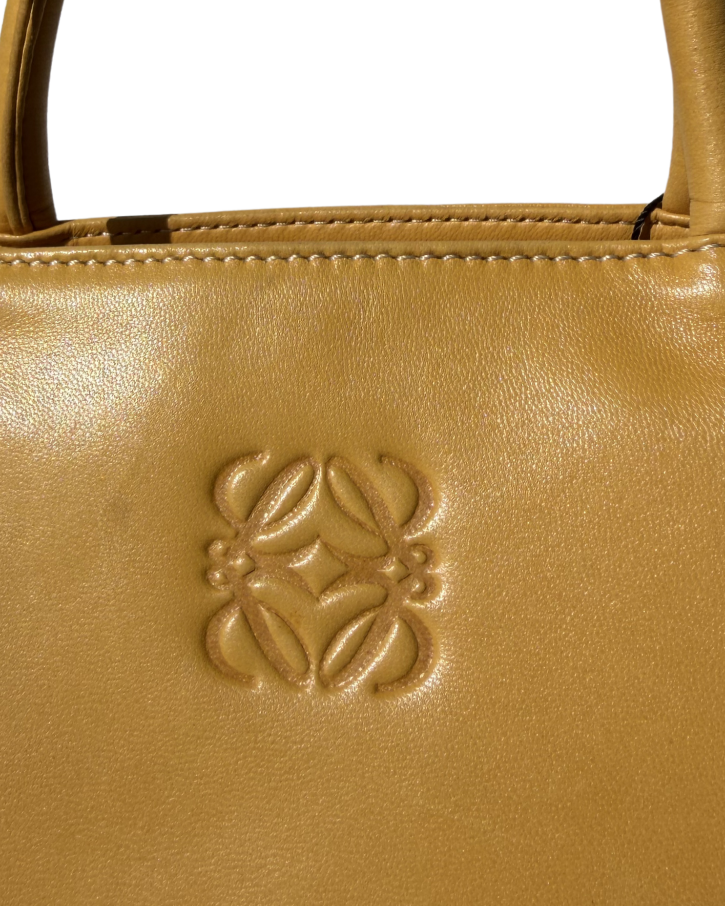 Loewe Anagram Vintage Leather Handbag In Yellow