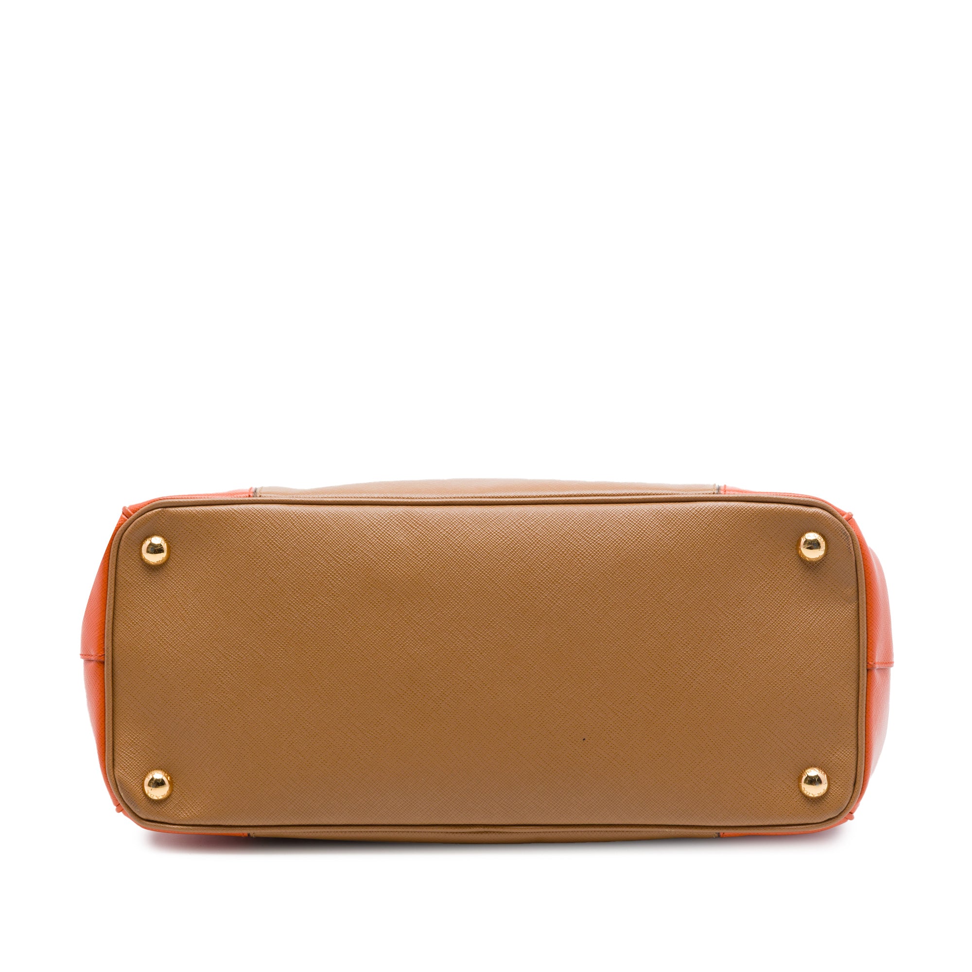 Prada Medium Bicolor Saffiano Lux Galleria Double Zip Satchel Brown