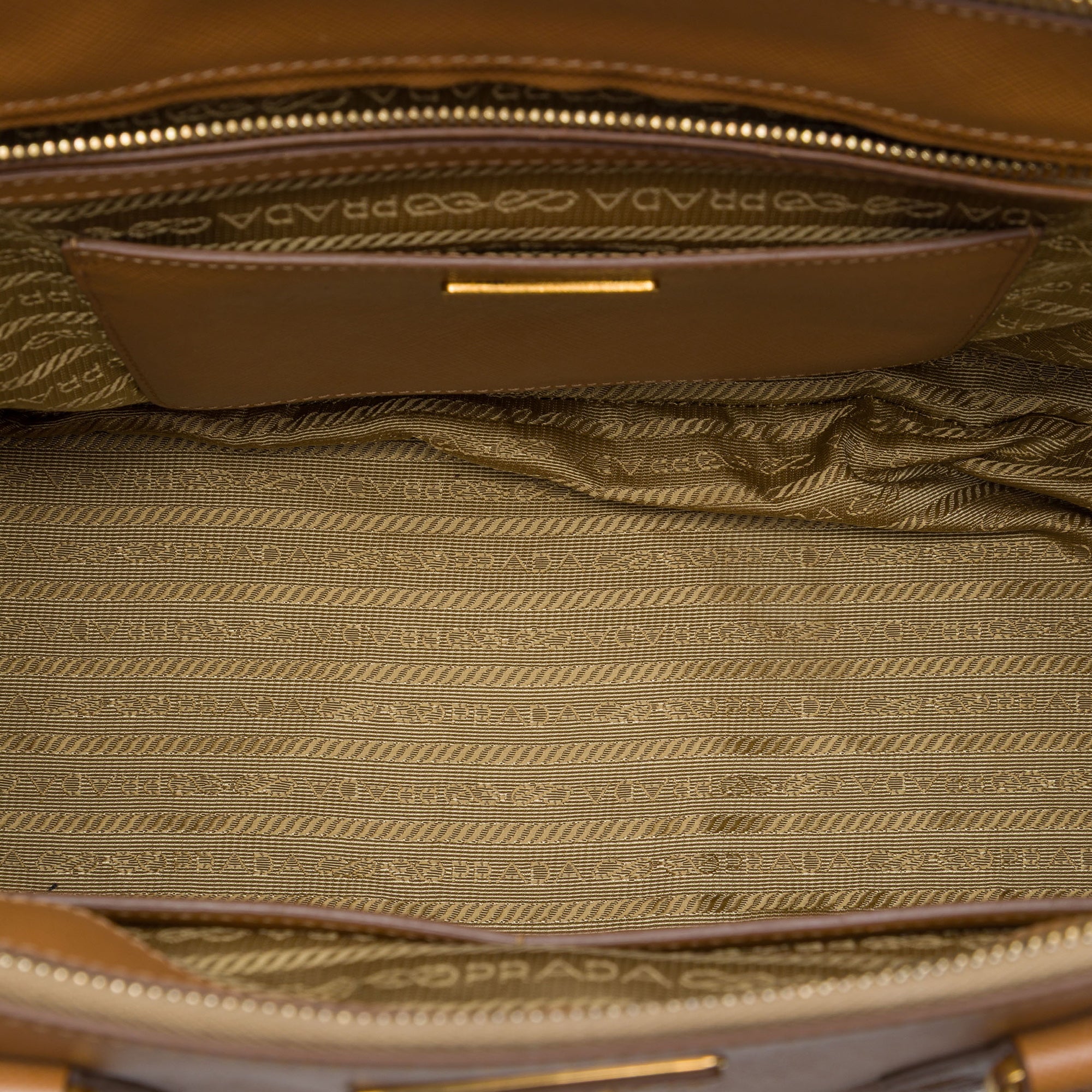 Prada Medium Bicolor Saffiano Lux Galleria Double Zip Satchel Brown