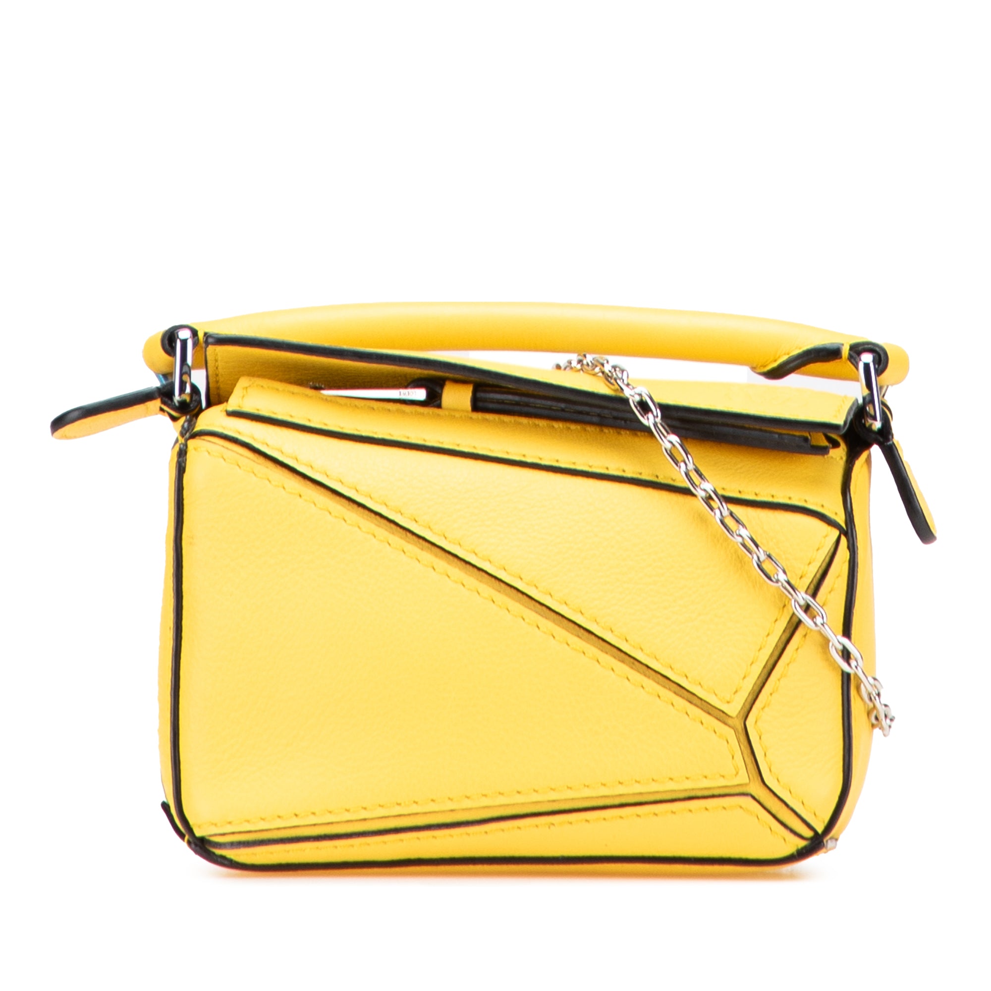 Loewe Nano Calfskin Puzzle Satchel In Yellow