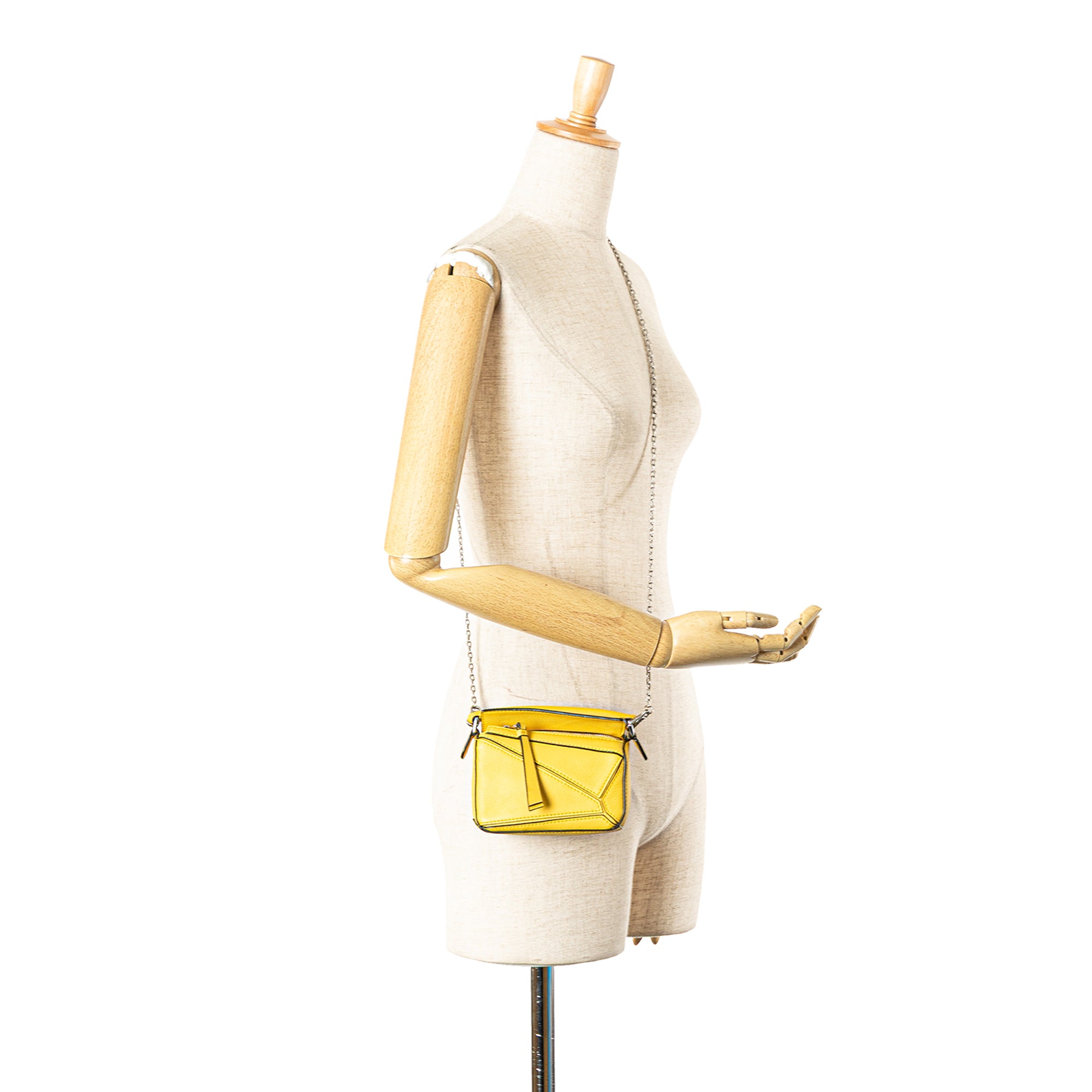 Loewe Nano Calfskin Puzzle Satchel In Yellow