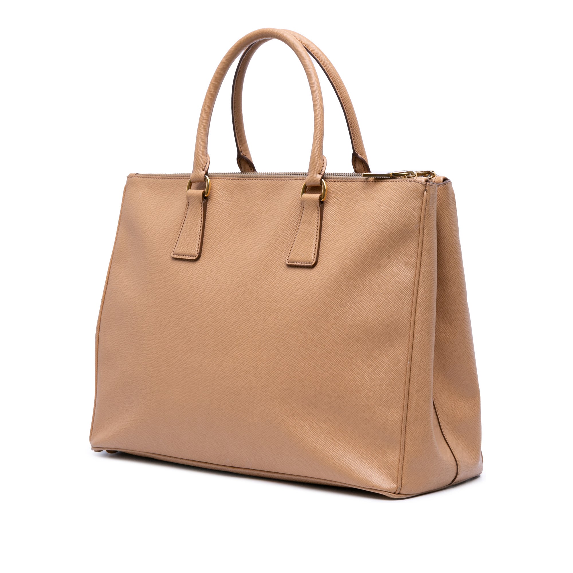 Prada Large Saffiano Lux Galleria Double Zip Satchel In Beige