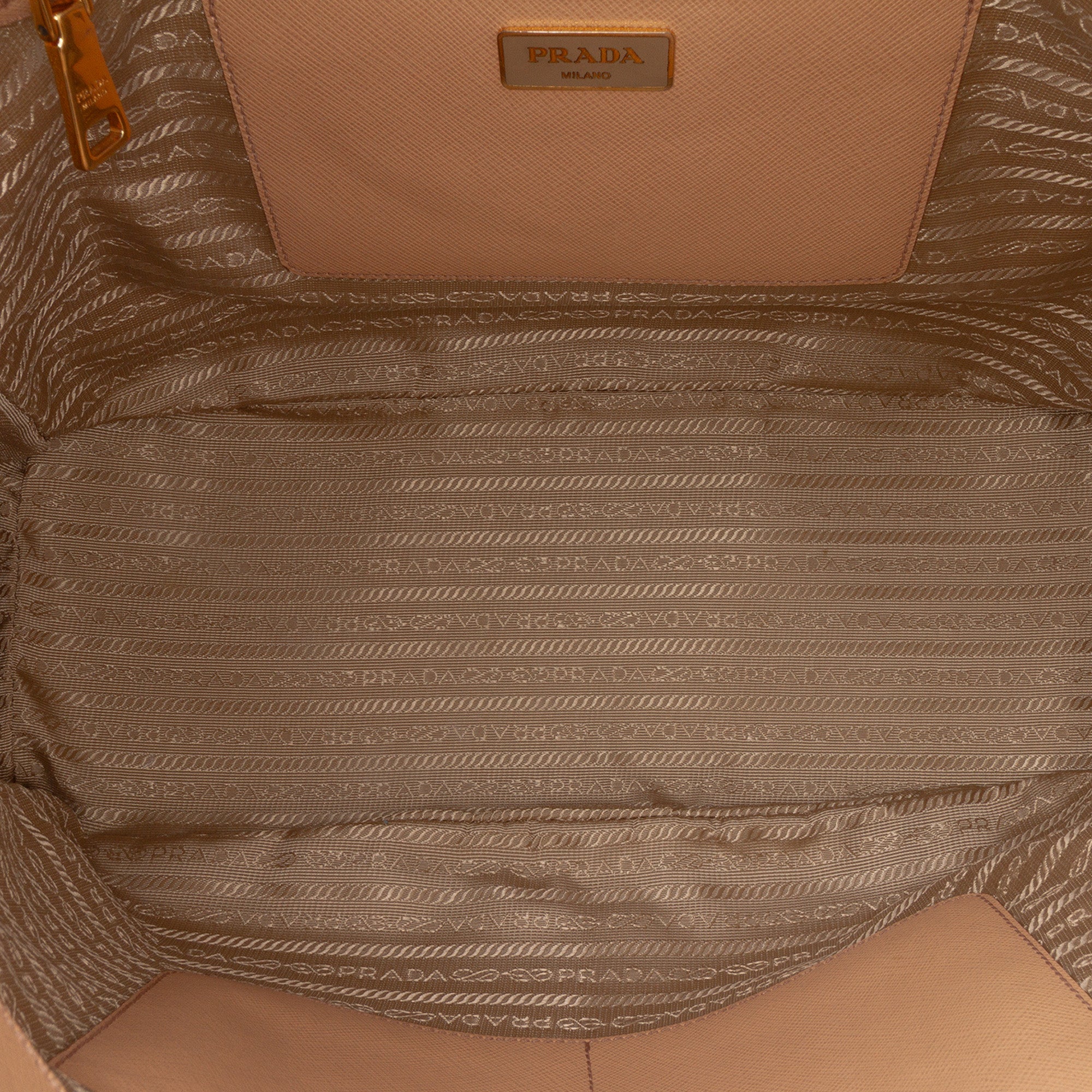 Prada Large Saffiano Lux Galleria Double Zip Satchel In Beige