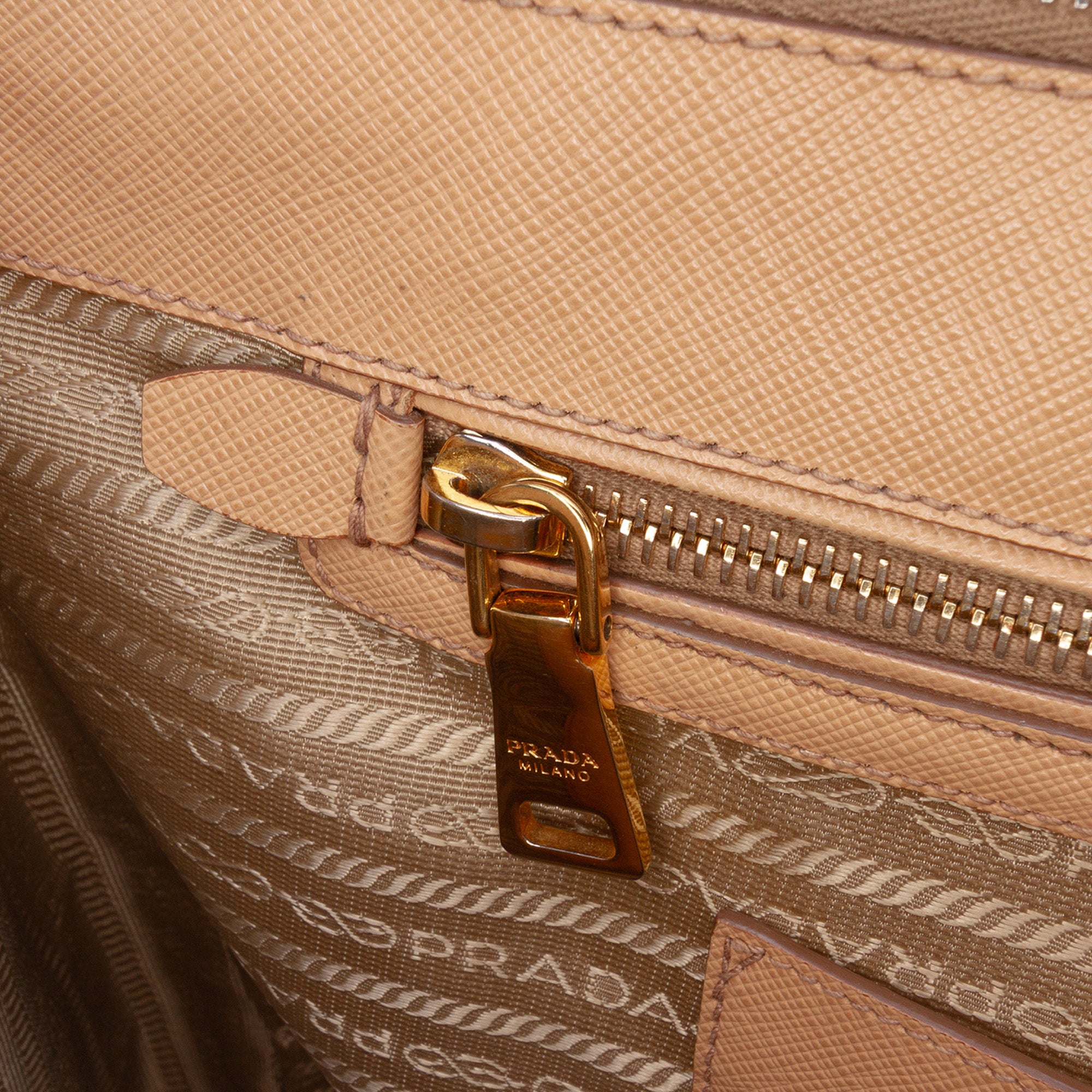 Prada Large Saffiano Lux Galleria Double Zip Satchel In Beige