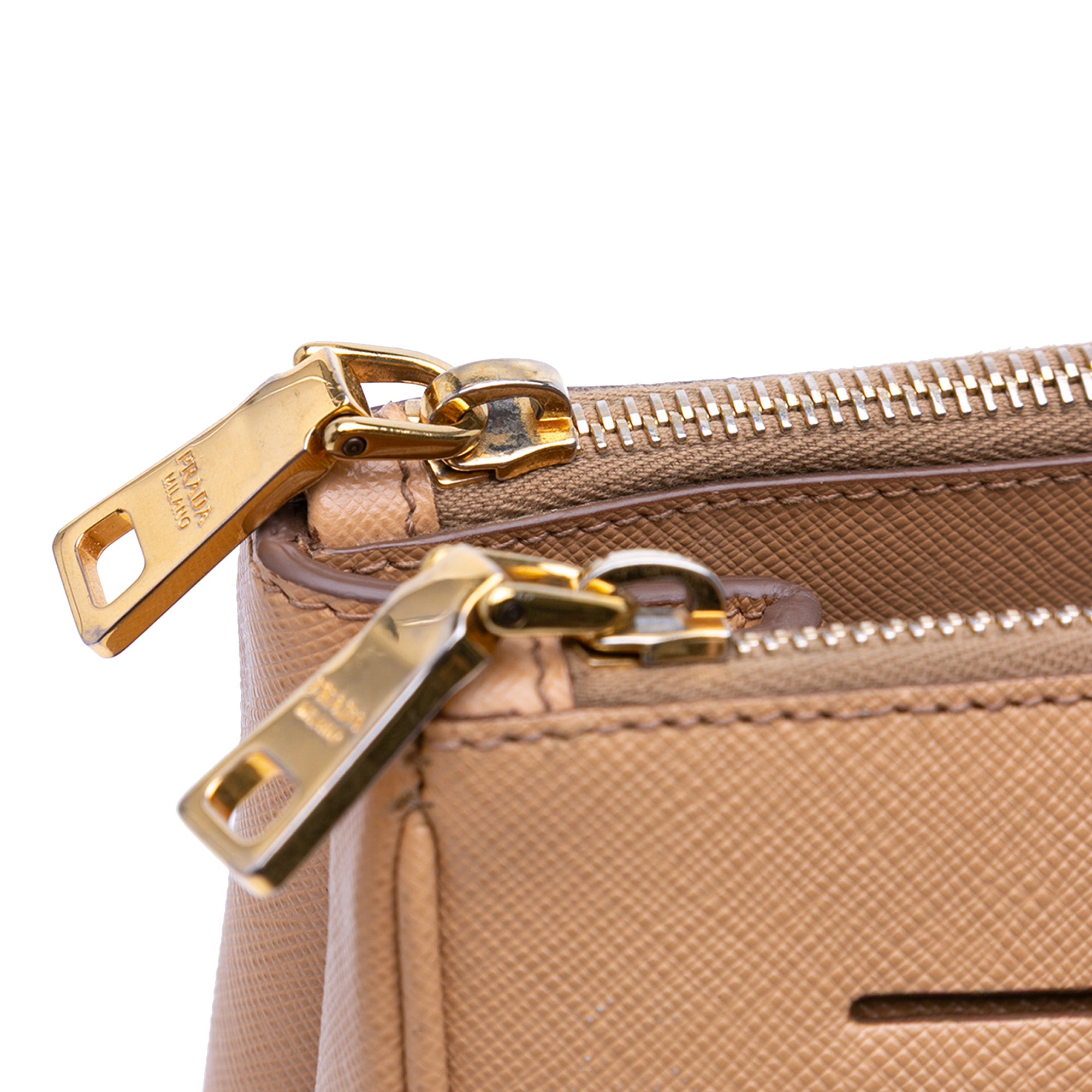 Prada Large Saffiano Lux Galleria Double Zip Satchel In Beige