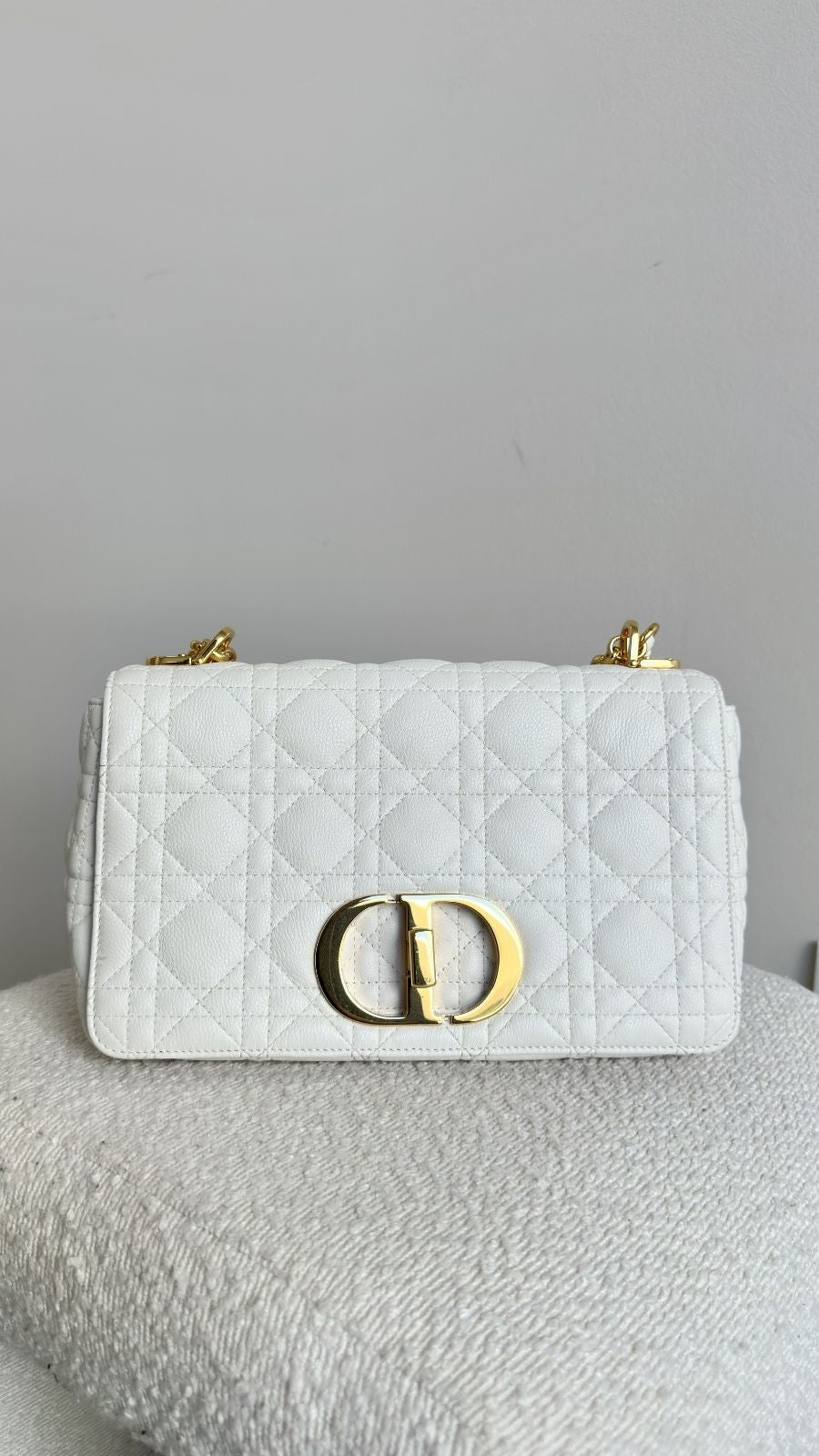 DIOR MEDIUM CARO BAG CANNAGE CALFSKIN IN WHITE