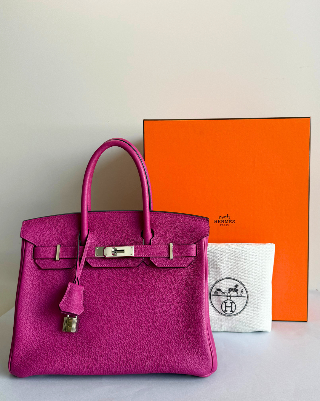 Hermès Birkin 30 in Rose Pourpre Togo Leather with Box