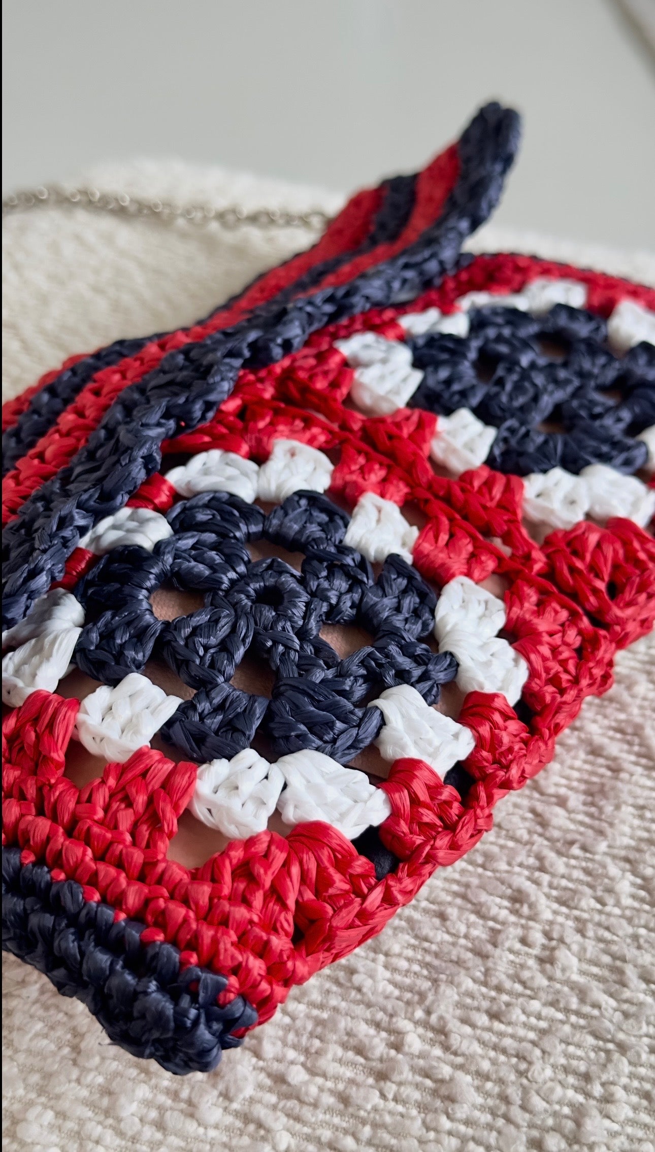 MIU MIU MULTICOLOR RAFFIA CROCHET CLUTCH BAG