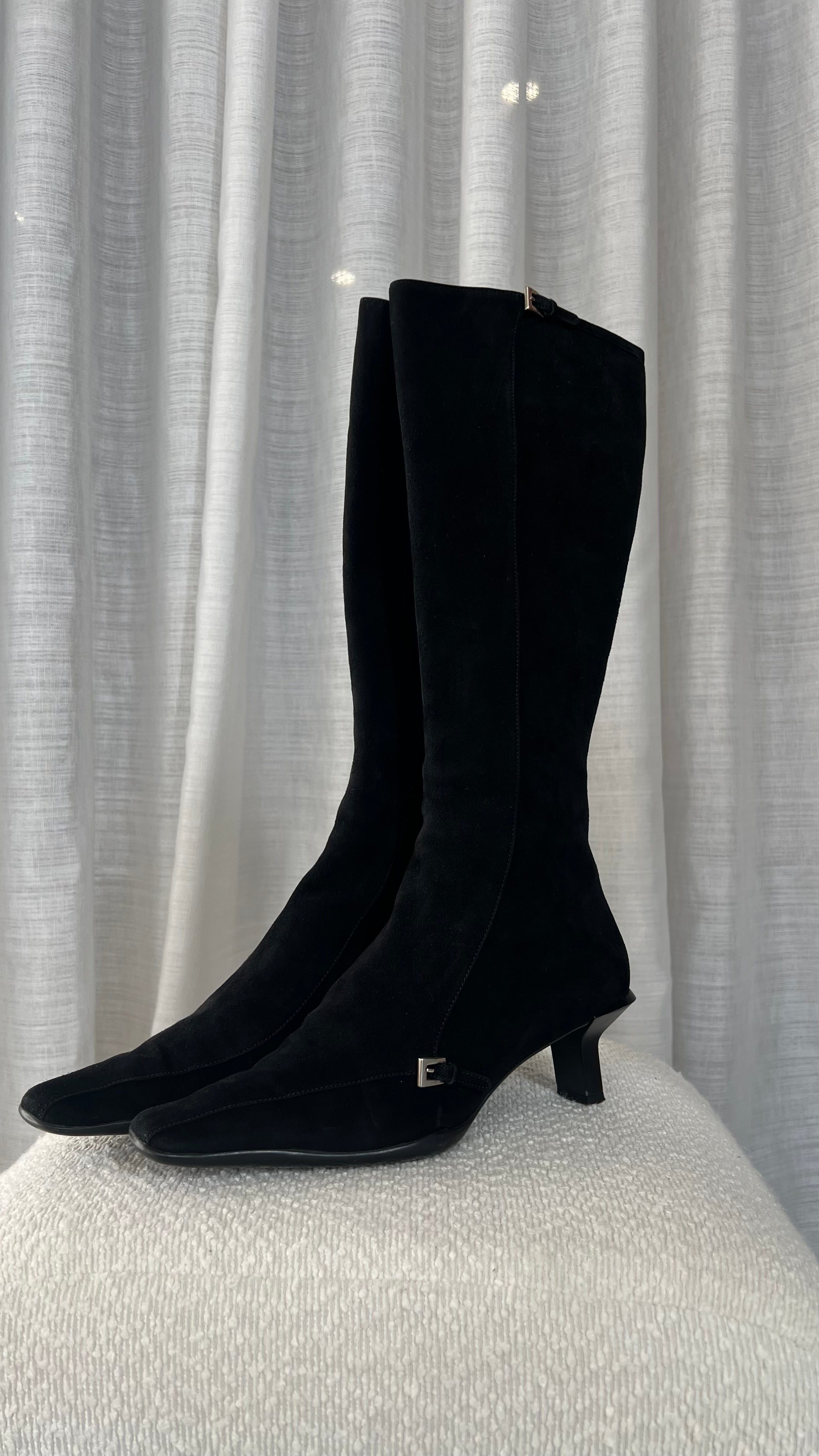 Prada High Suede Boots In Black - Size 37