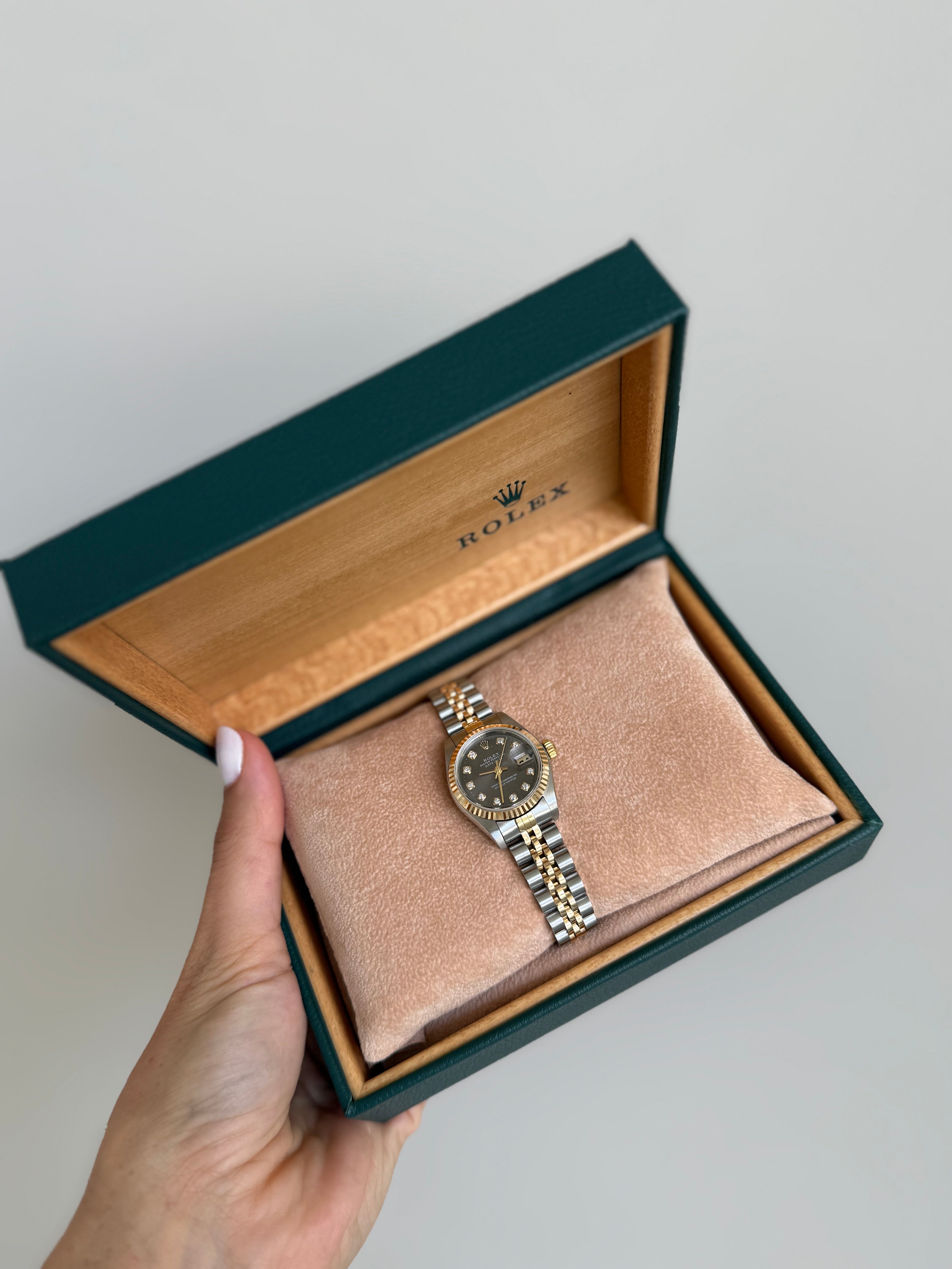 Rolex datejust black dial with diamonds