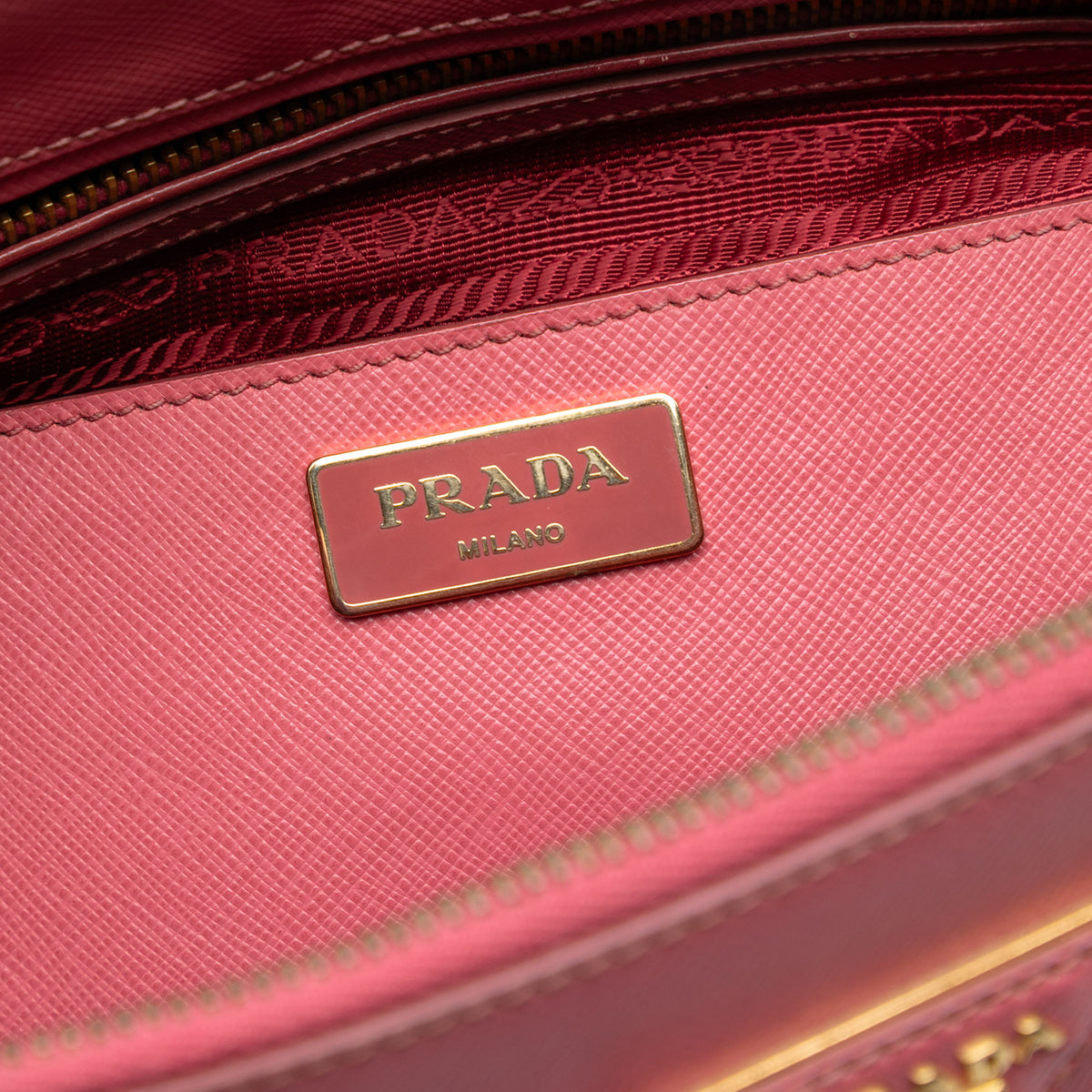 Prada Medium Saffiano Lux Galleria Double Zip Satchel Pink