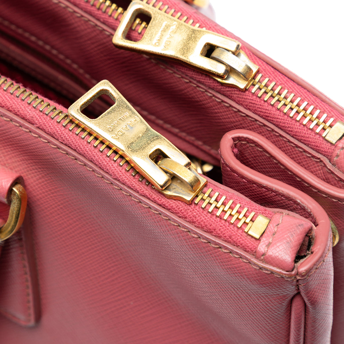 Prada Medium Saffiano Lux Galleria Double Zip Satchel Pink