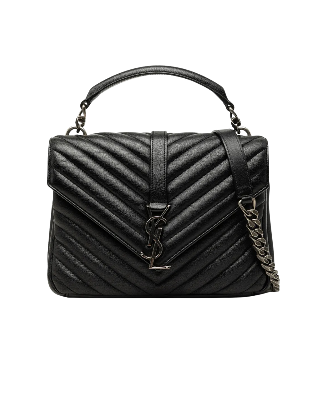 Saint Laurent Medium Collège Shoulder Bag Black with Black Hardwere