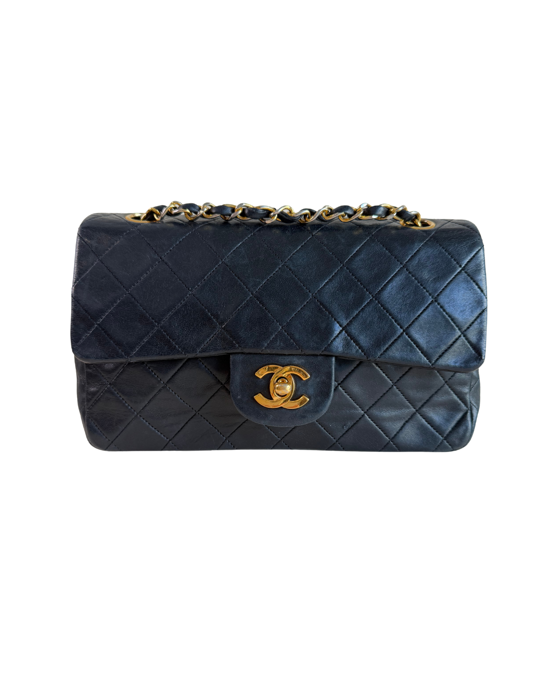 Chanel Small Double Flap Lambskin in Black - vintage gold hardwere
