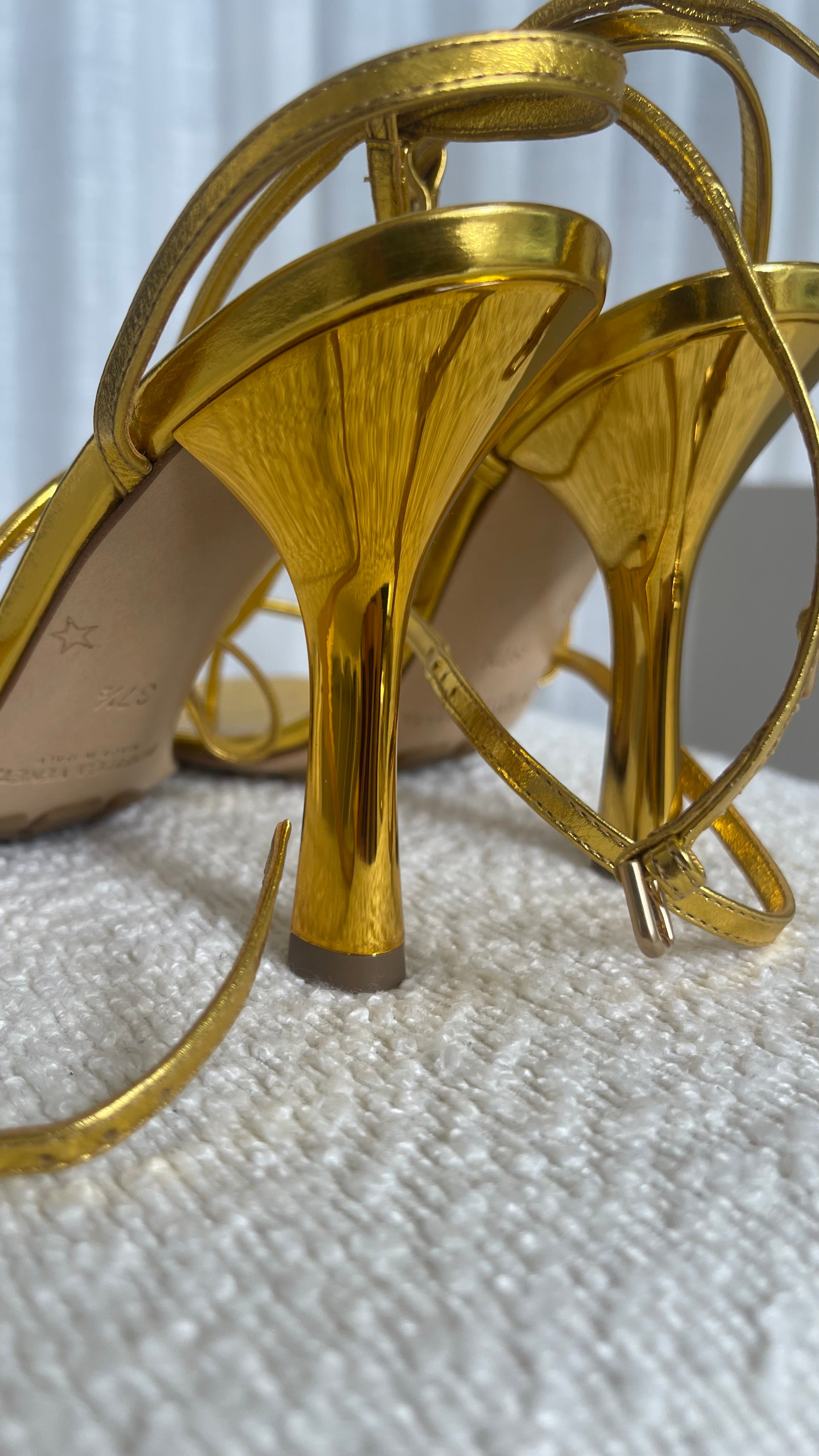 Bottega Veneta Heel Sandals In Golden - Size 37.5