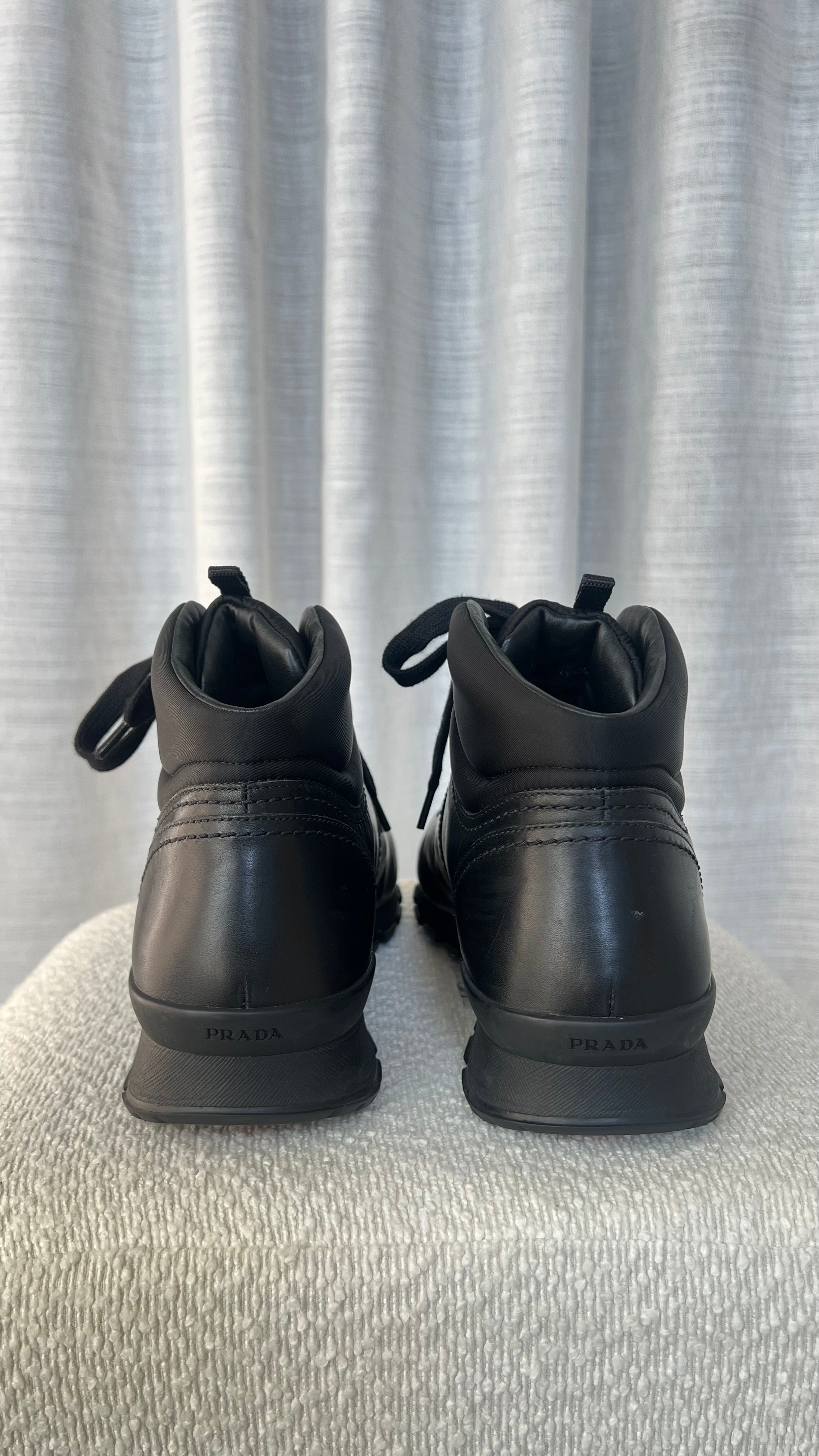 Prada Leather Boots In Black - Size 42