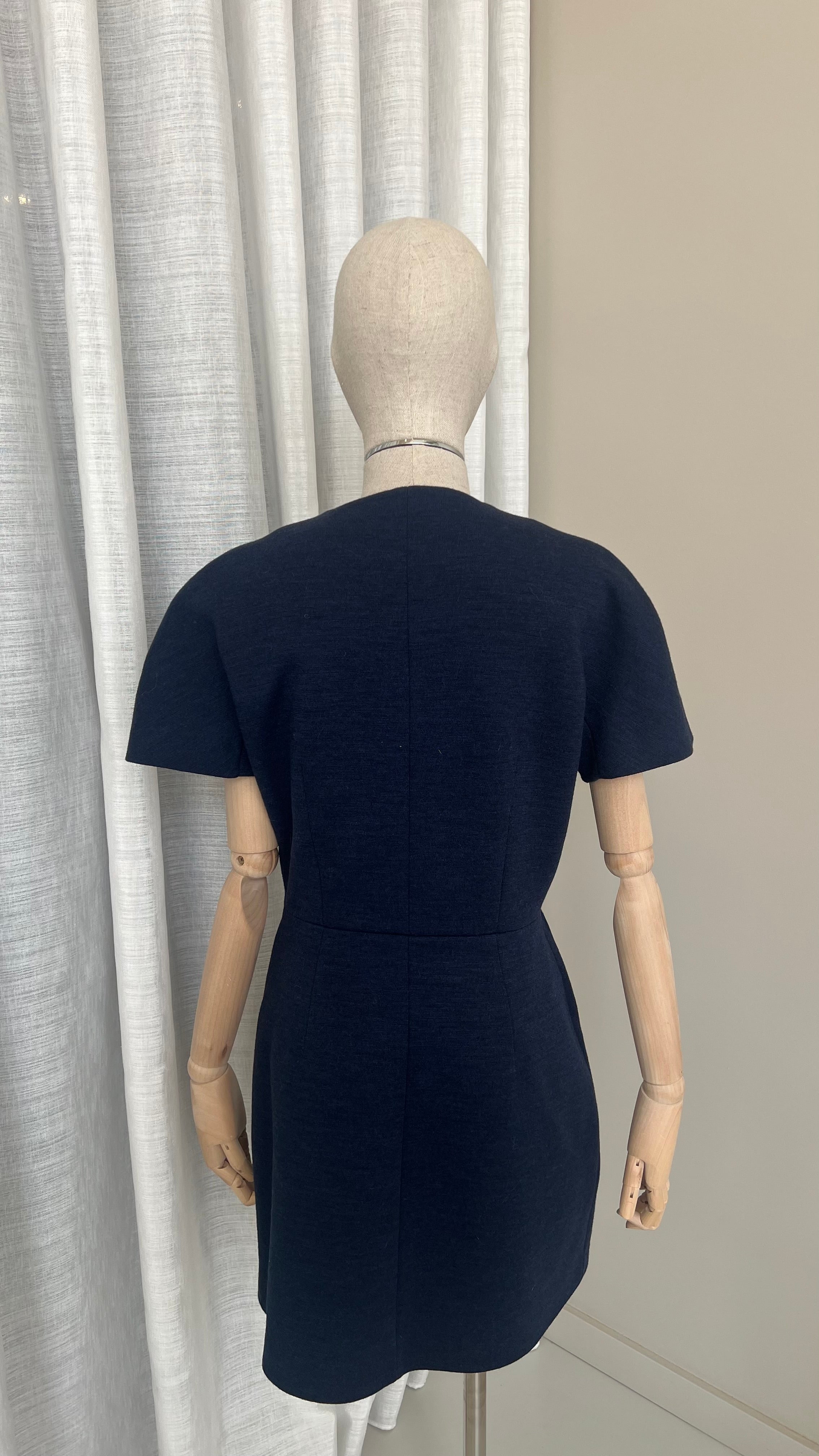 Balenciaga Wool Dress In Navy