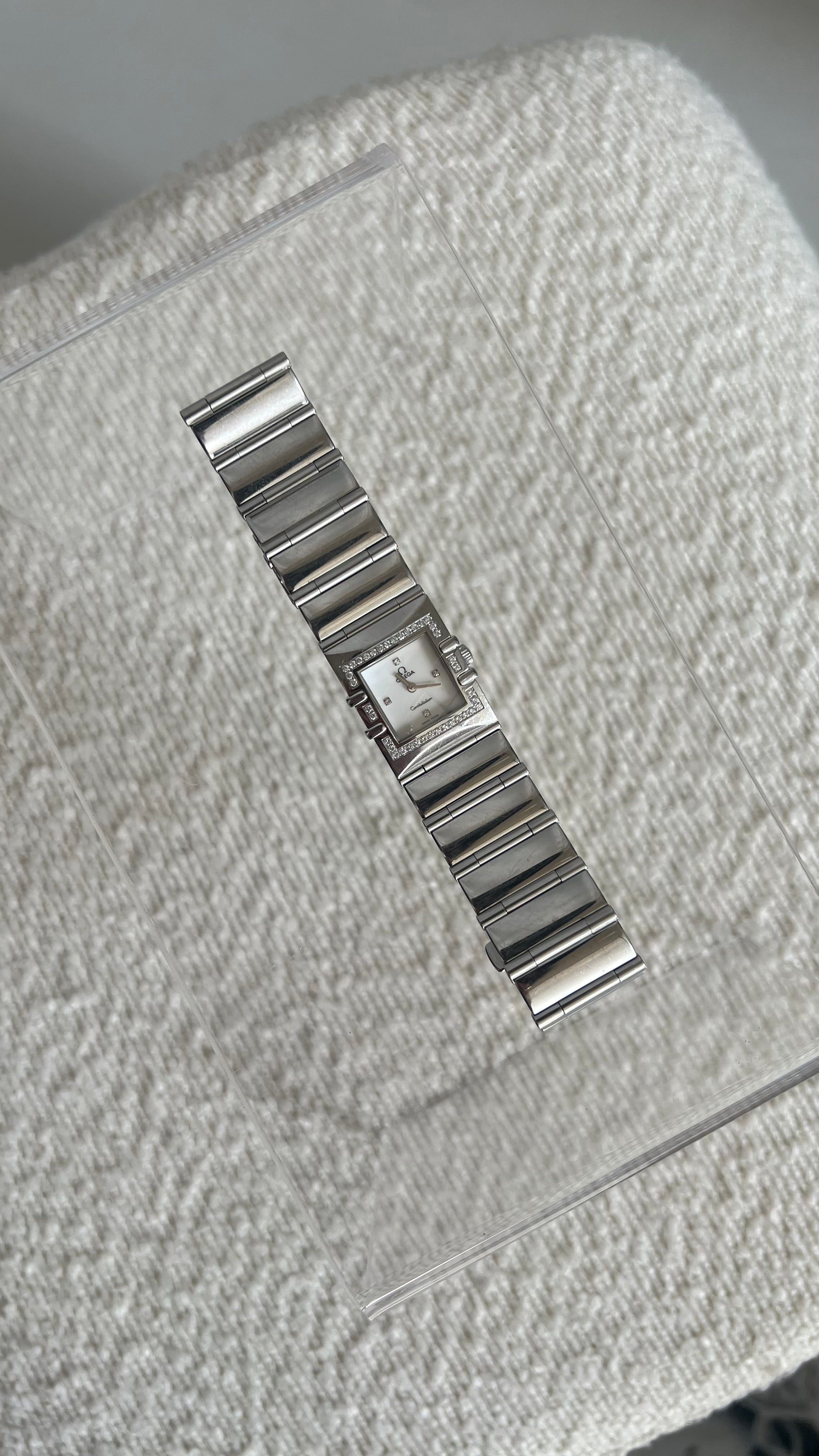 Omega Constellation Quadra Watch With Diamonds In Silver