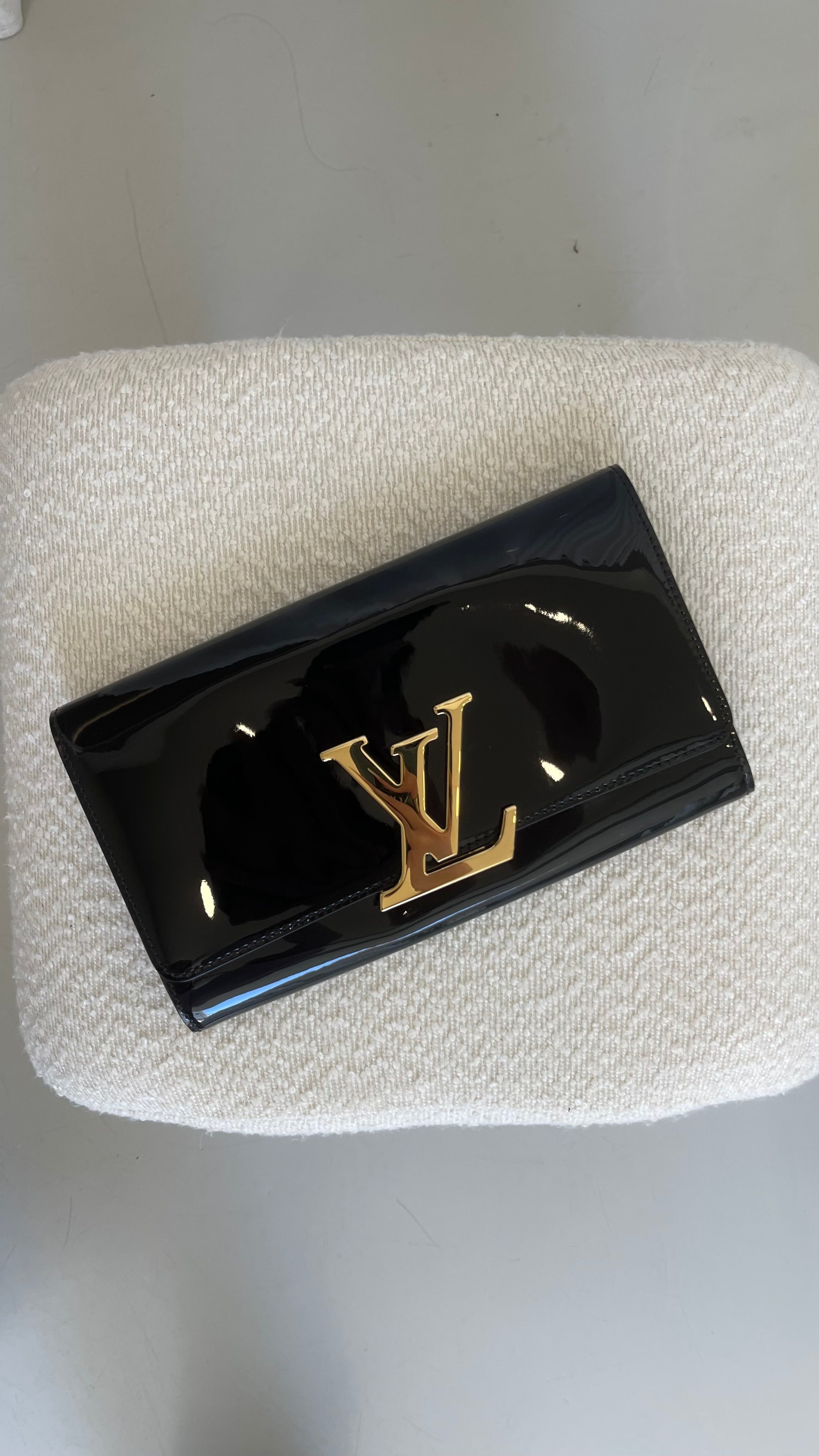 Louis Vuitton Patent Leather Clutch In Black