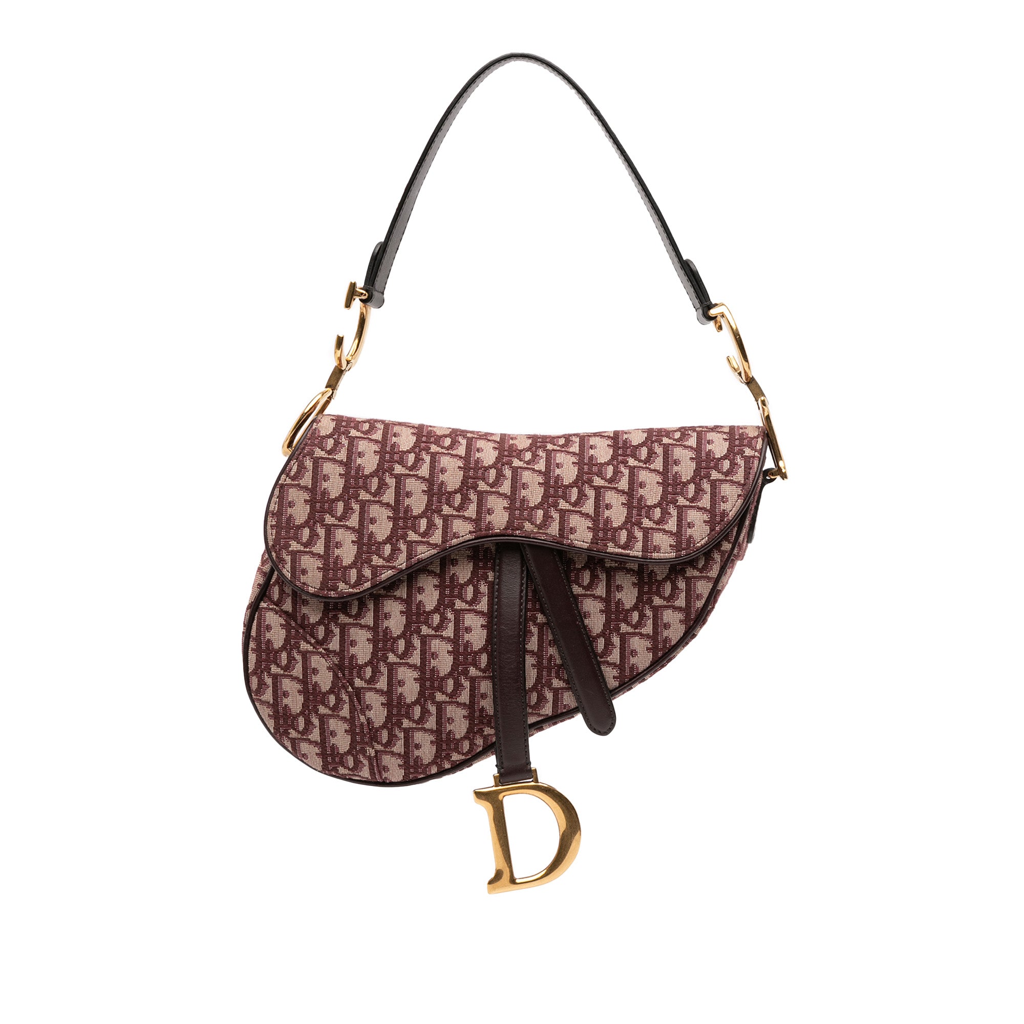 Dior Oblique Canvas Saddle Bag Bordeaux