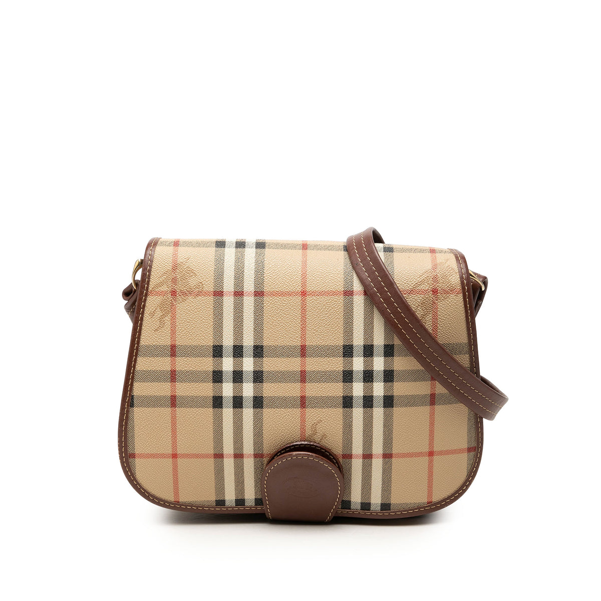 Burberry Haymarket Check Coated Canvas Crossbody Beige