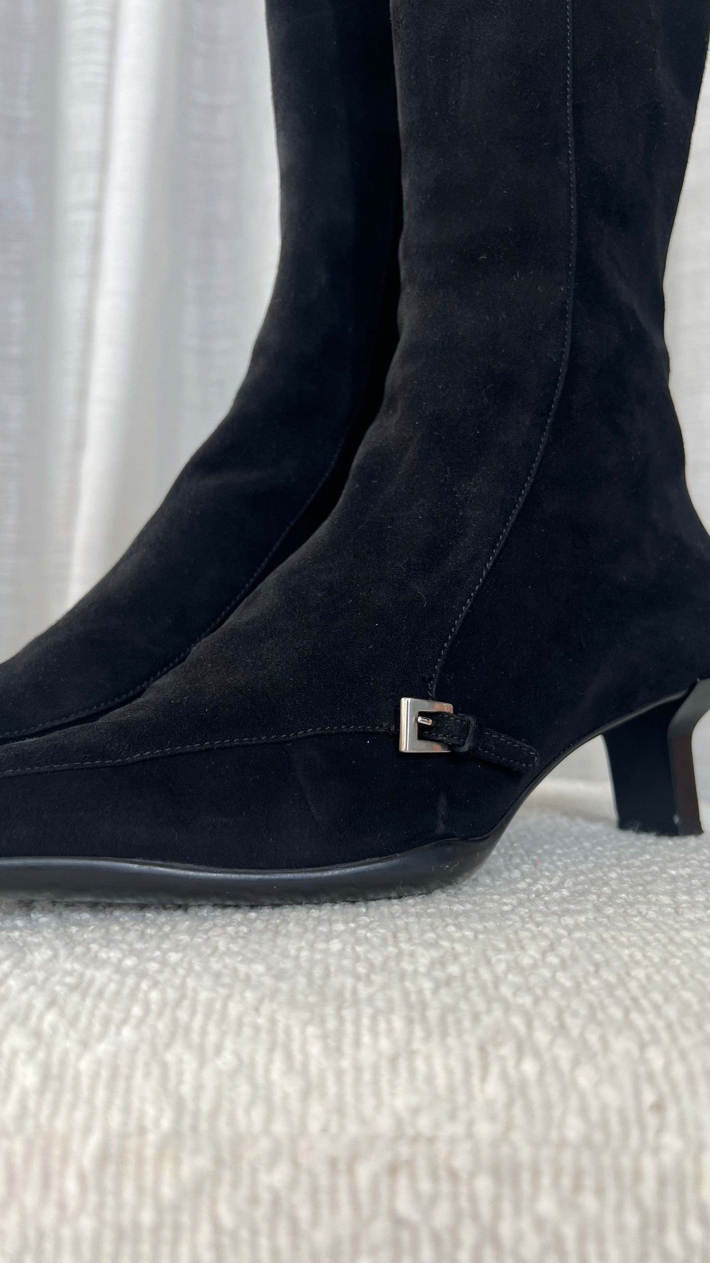 Prada High Suede Boots In Black - Size 37