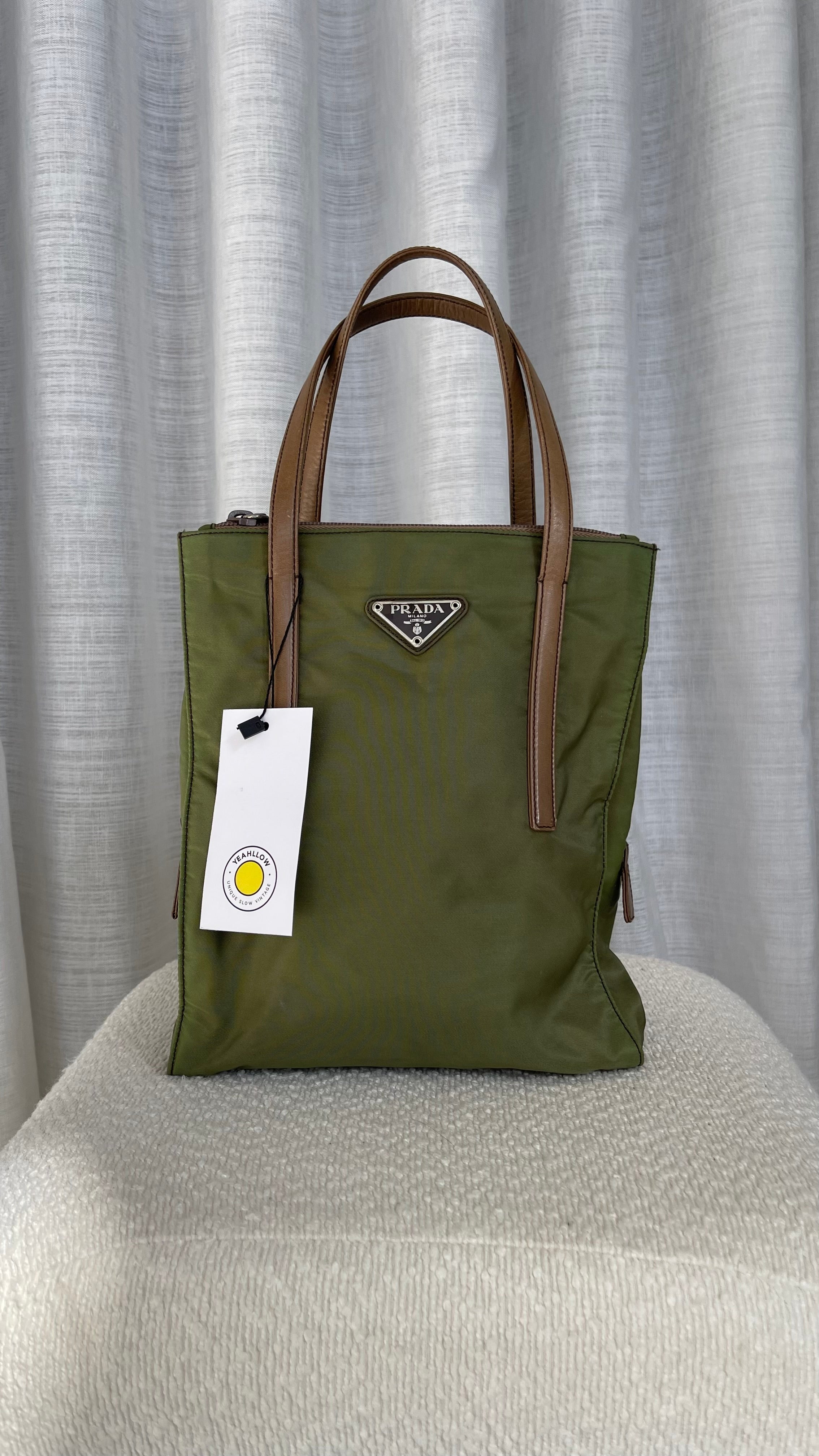 Prada Vintage Nylon Handbag In Green