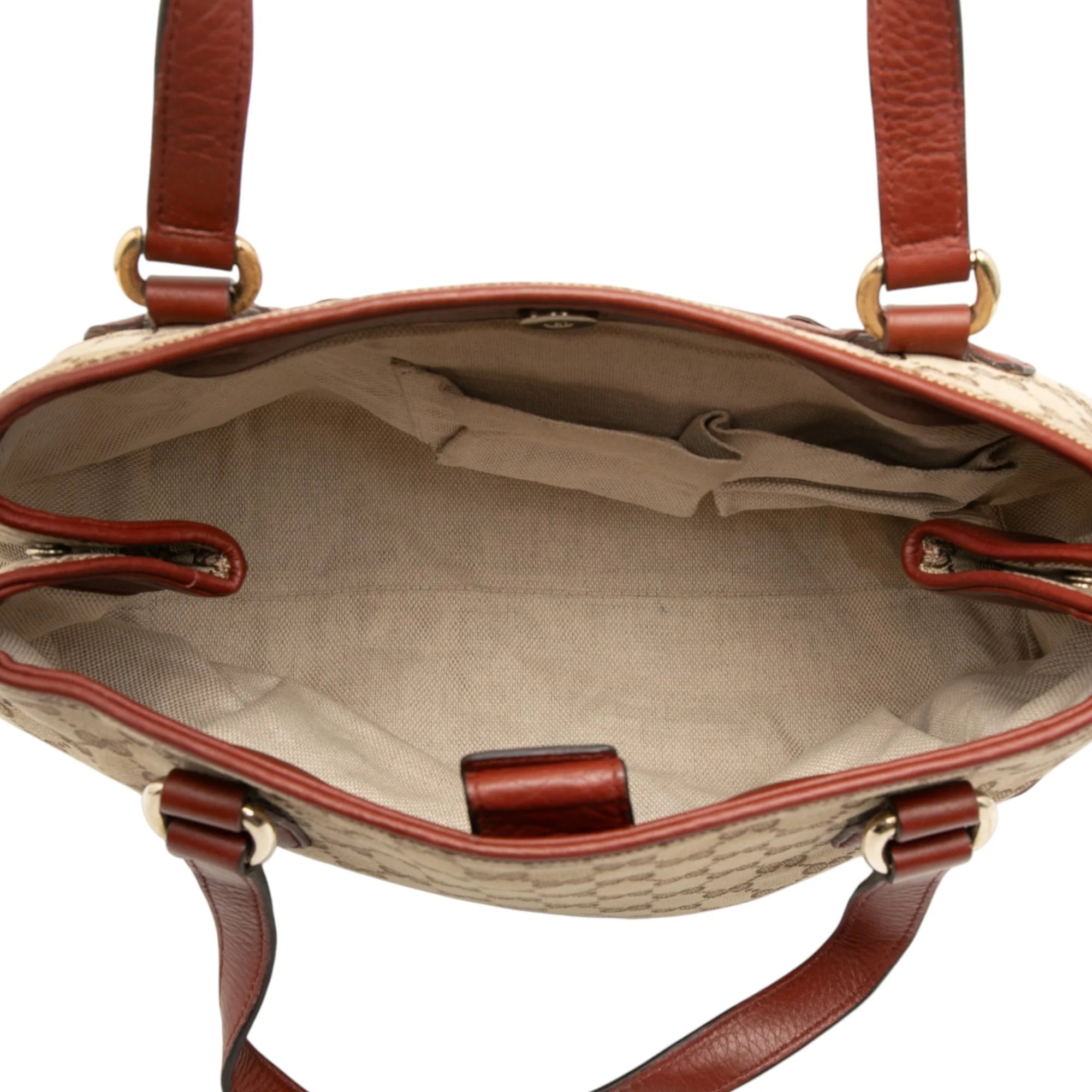 GUCCI GG CANVAS WEB DRESSAGE TOTE BAG IN BEIGE