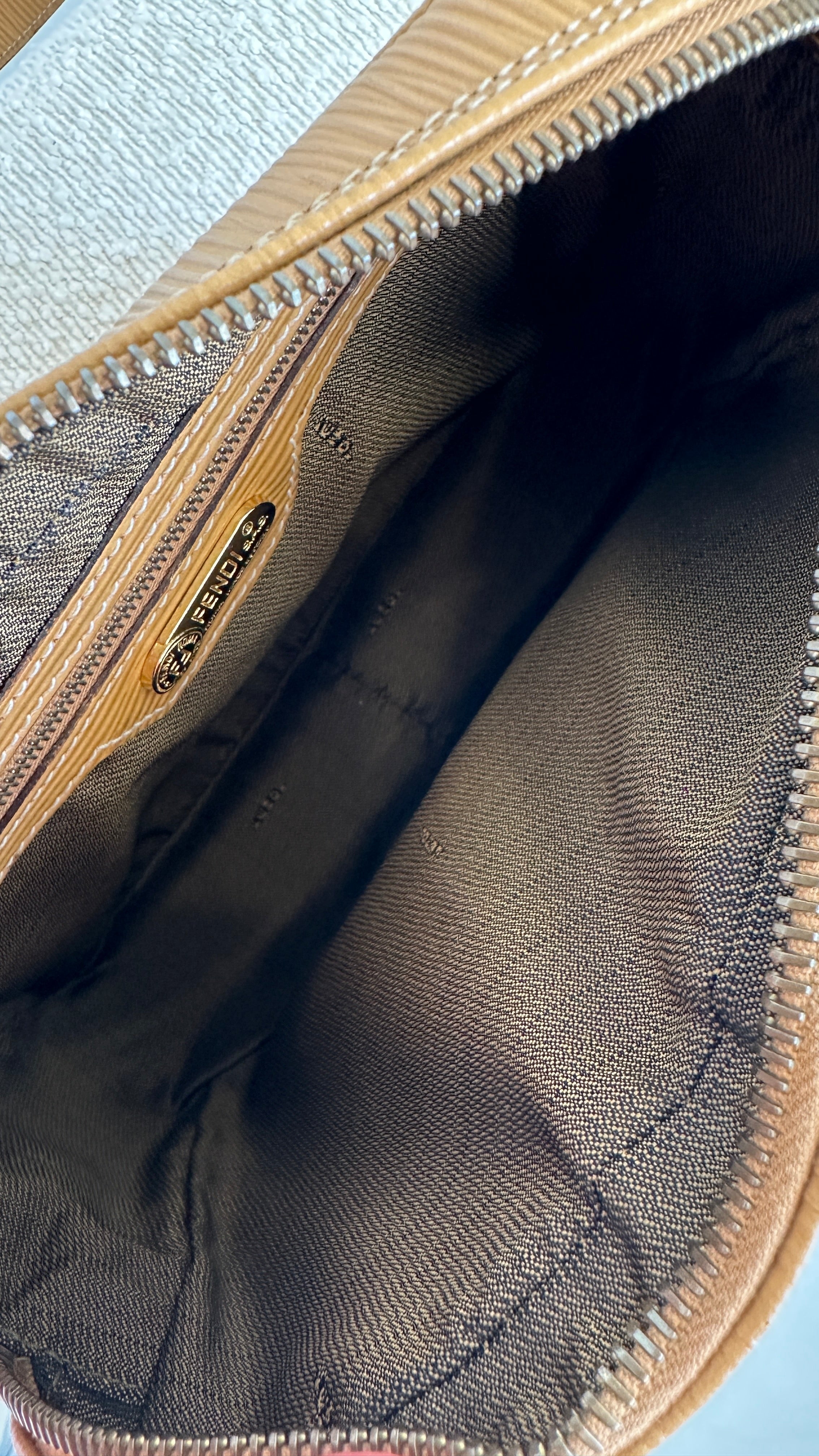 Fendi Vintage Crossbody Leather Bag In Camel