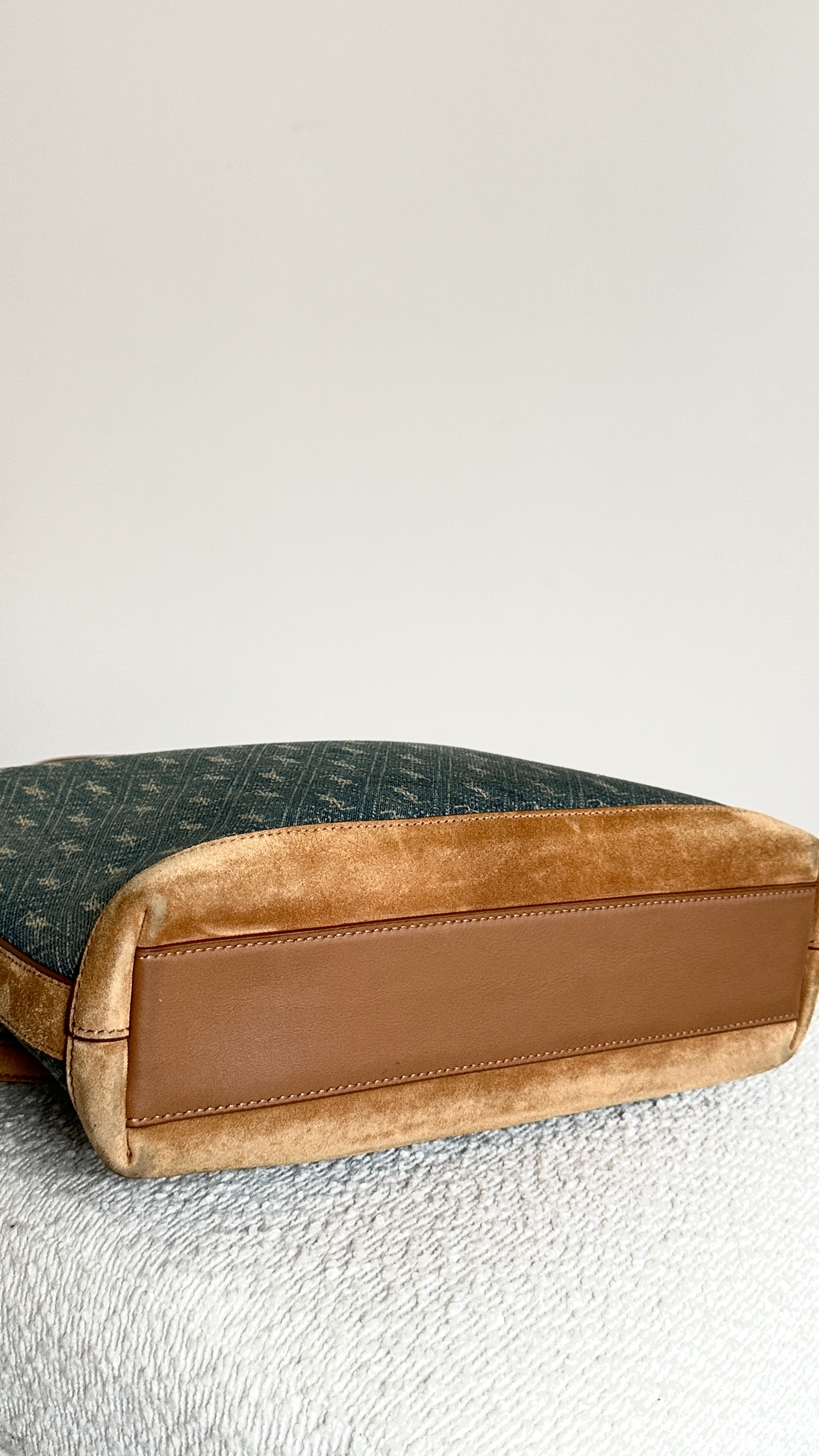 SAINT LAURENT TOY MONOGRAM DENIM TOTE BAG IN BLUE