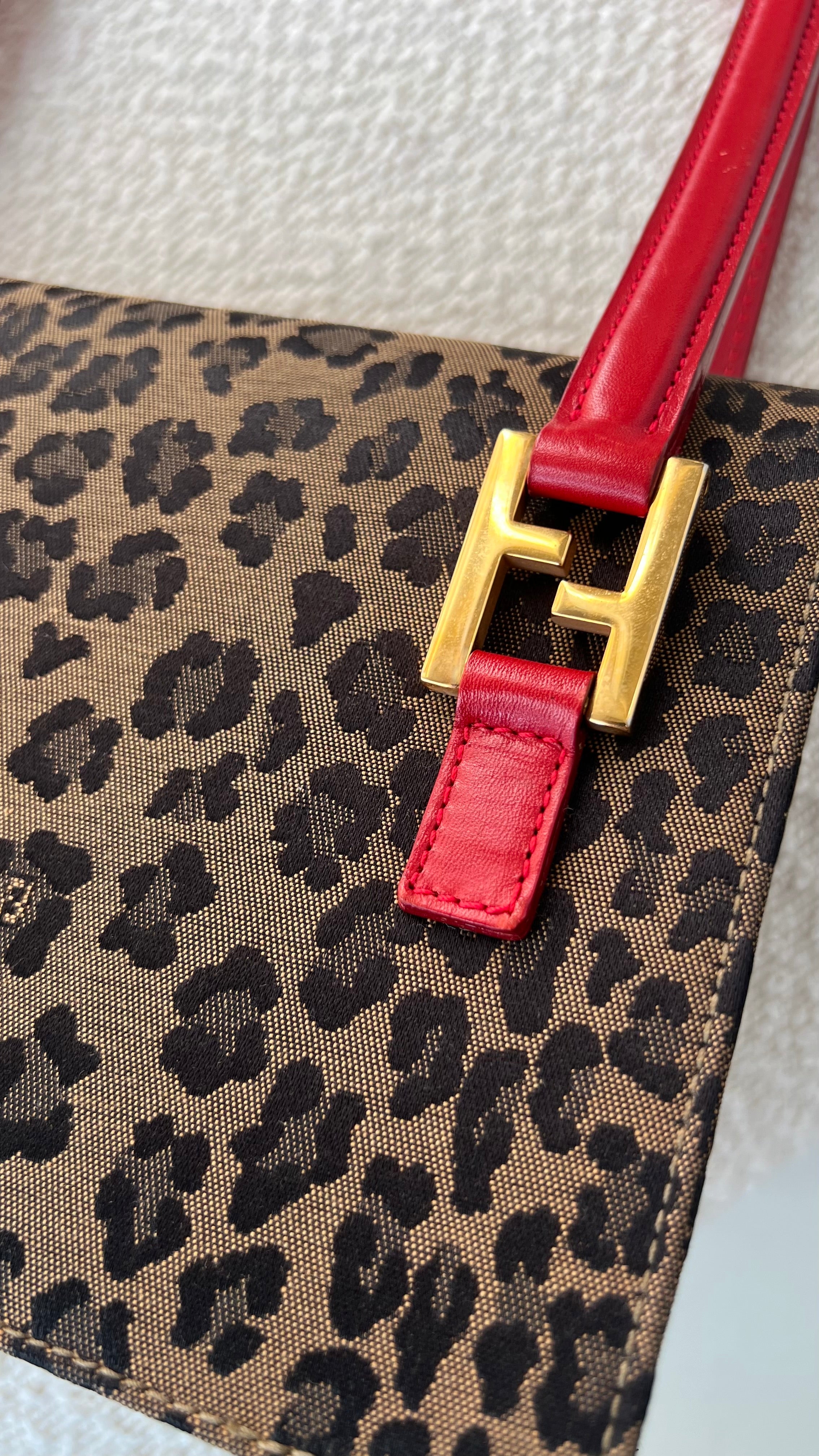 Fendi Leopard Print Canvas Handbag
