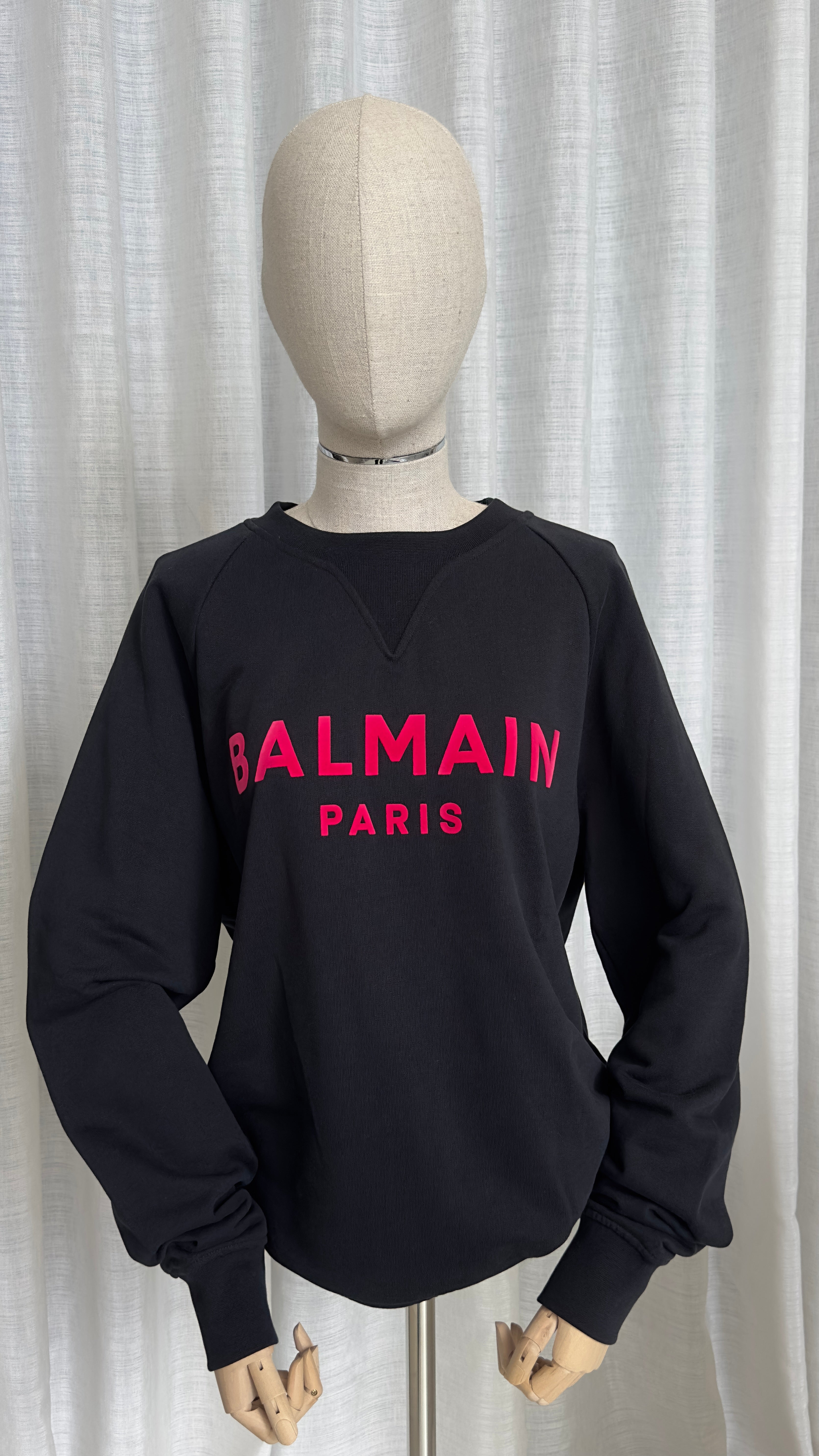 Balmain Red Logo Sweatshirt In Black - Size L