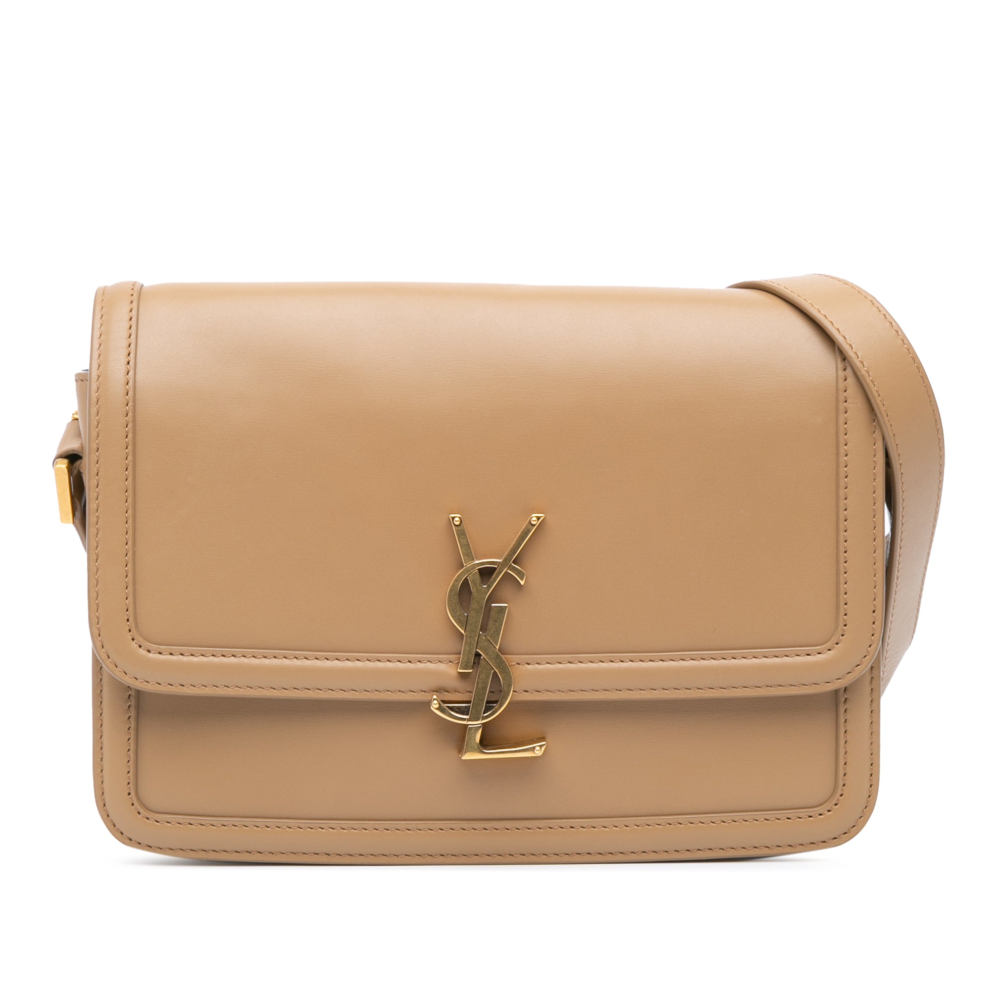 Saint Laurent Medium Leather Solferino Satchel In Box In Beige