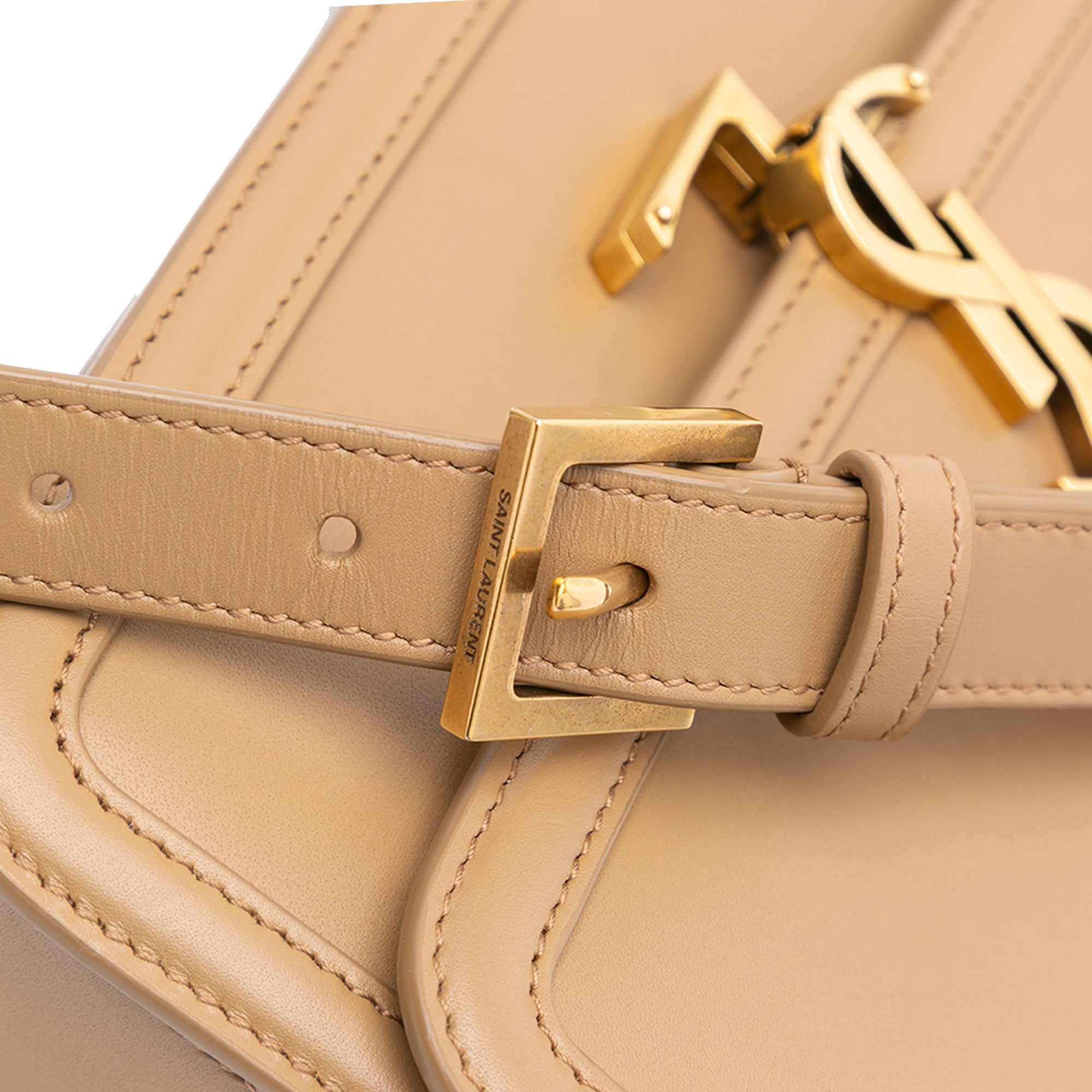 Saint Laurent Medium Leather Solferino Satchel In Box In Beige