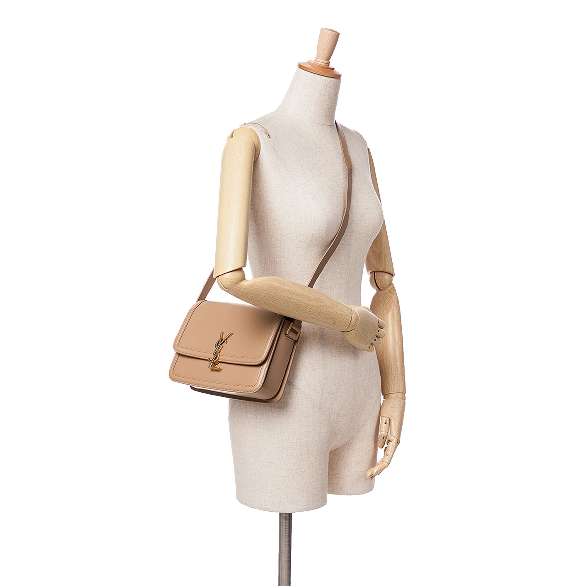 Saint Laurent Medium Leather Solferino Satchel In Box In Beige