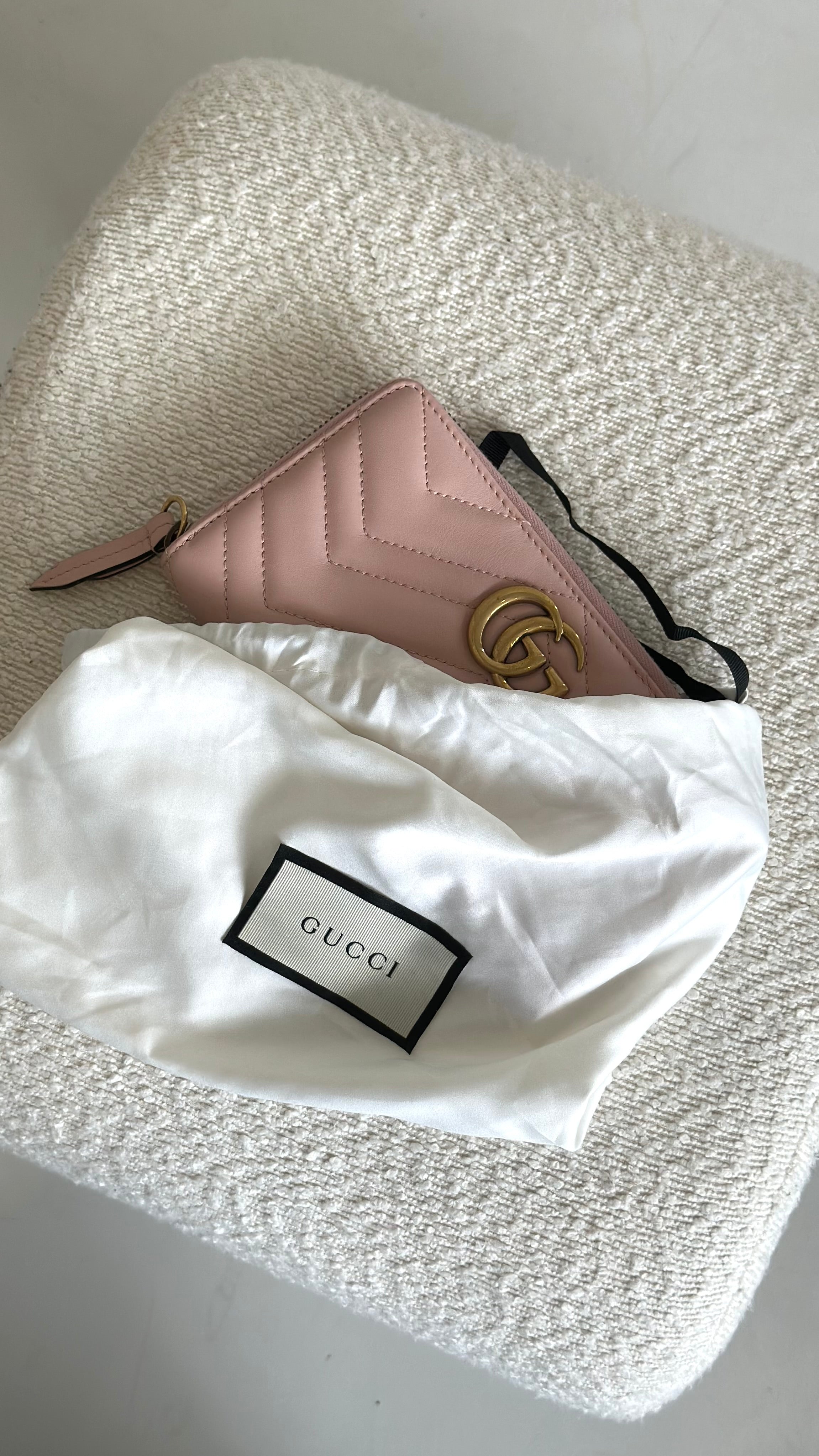 GUCCI MARMONT LEATHER WALLET IN PINK