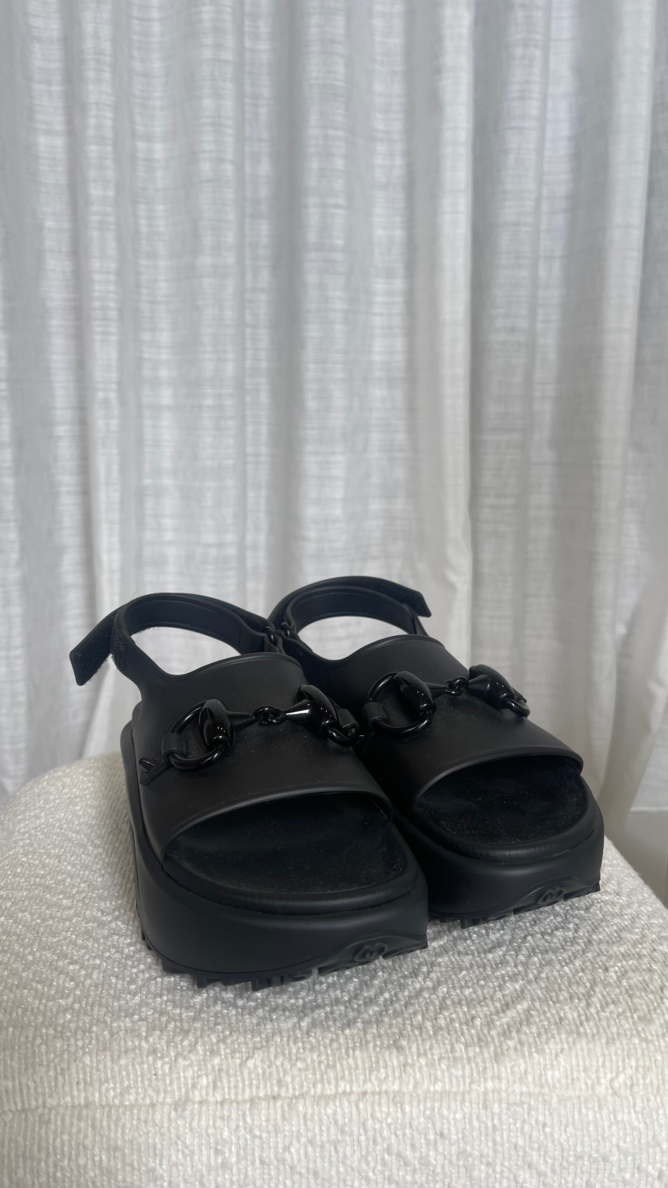 Gucci Horsebit Platform Sandals In Black - Size 37