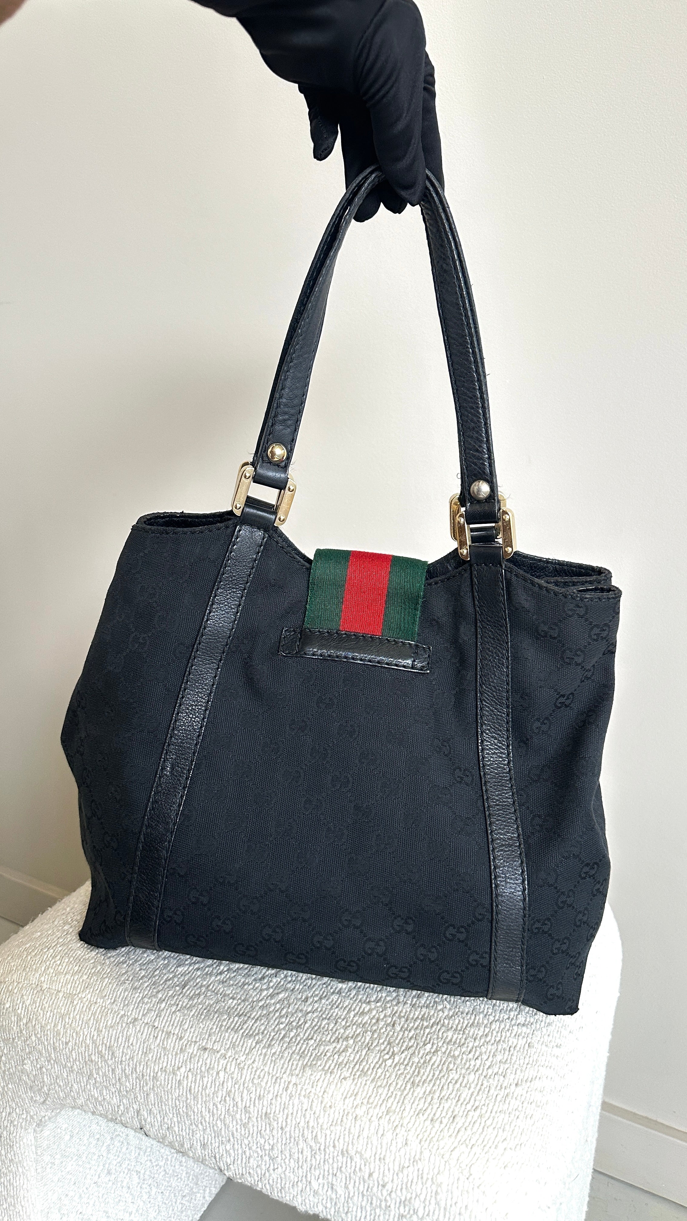 GUCCI VINTAGE TOTE BAG IN BLACK