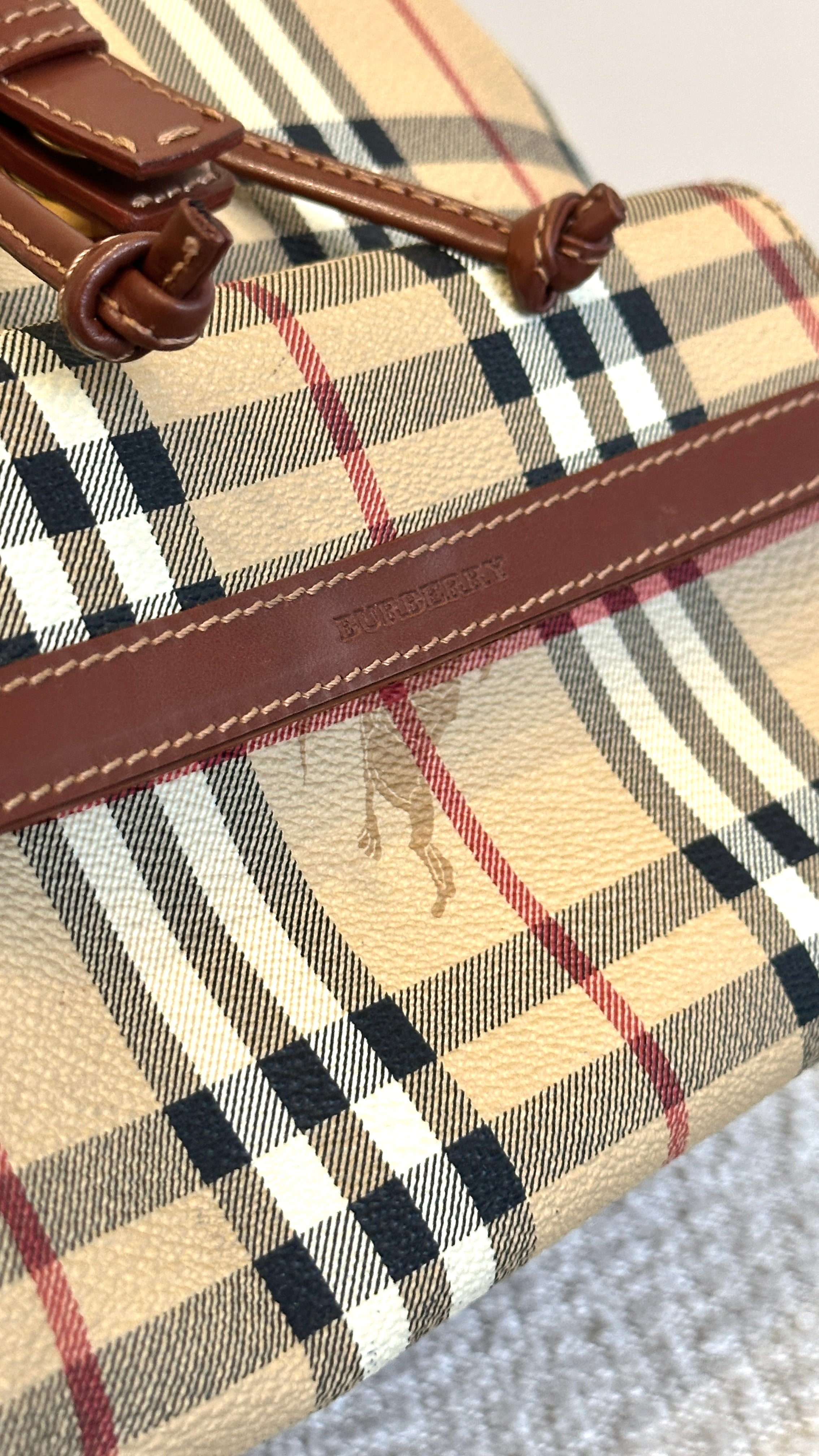 BURBERRY VINTAGE NOVA CHECK BACKPACK IN BEIGE