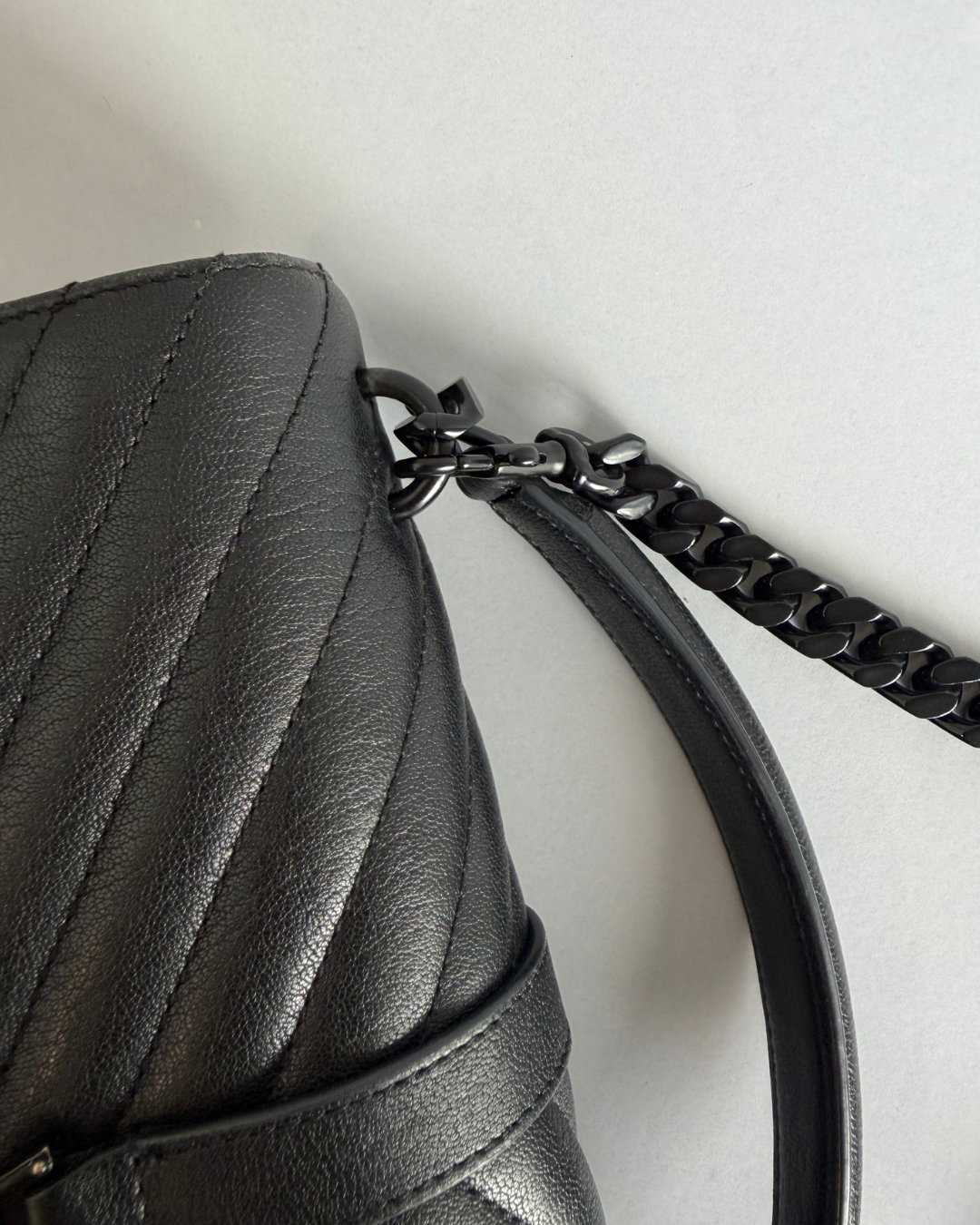 Saint Laurent Medium Collège Shoulder Bag Black with Black Hardwere