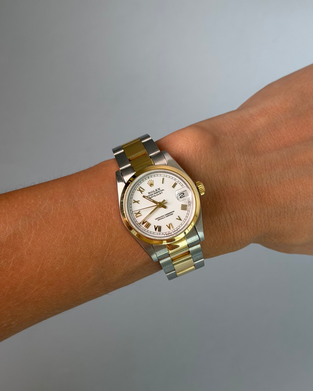 Rolex Datejust 31mm 2-Tone White Roman Dial Oyster Watch with Box and Documents