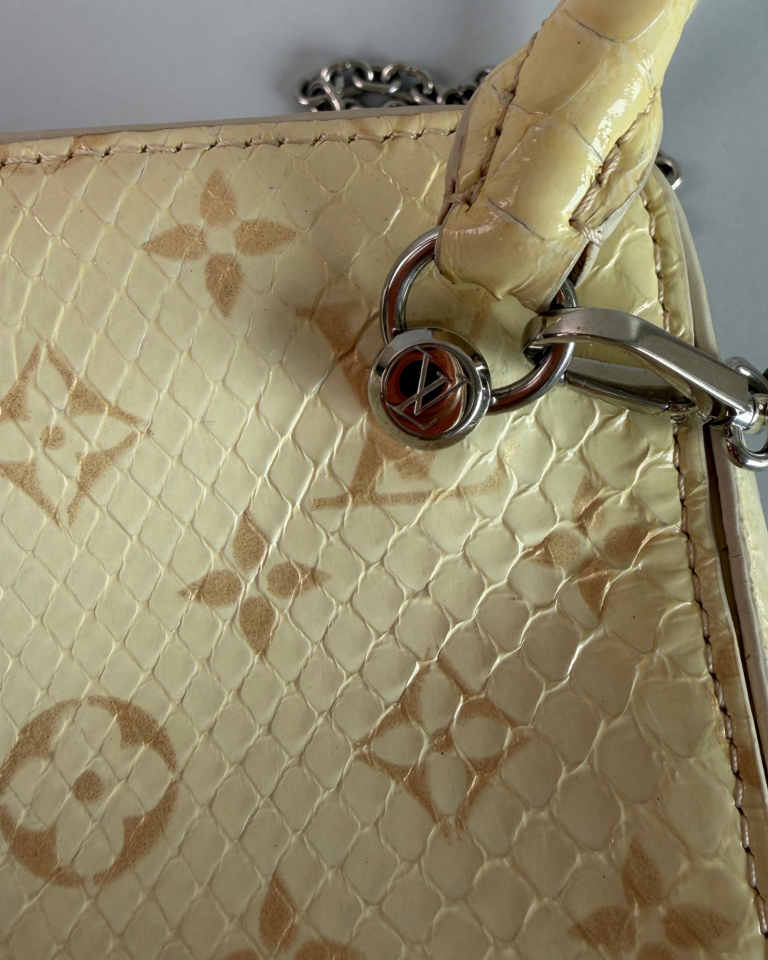 Louis Vuitton White Monogram Shiny Python Square Bag