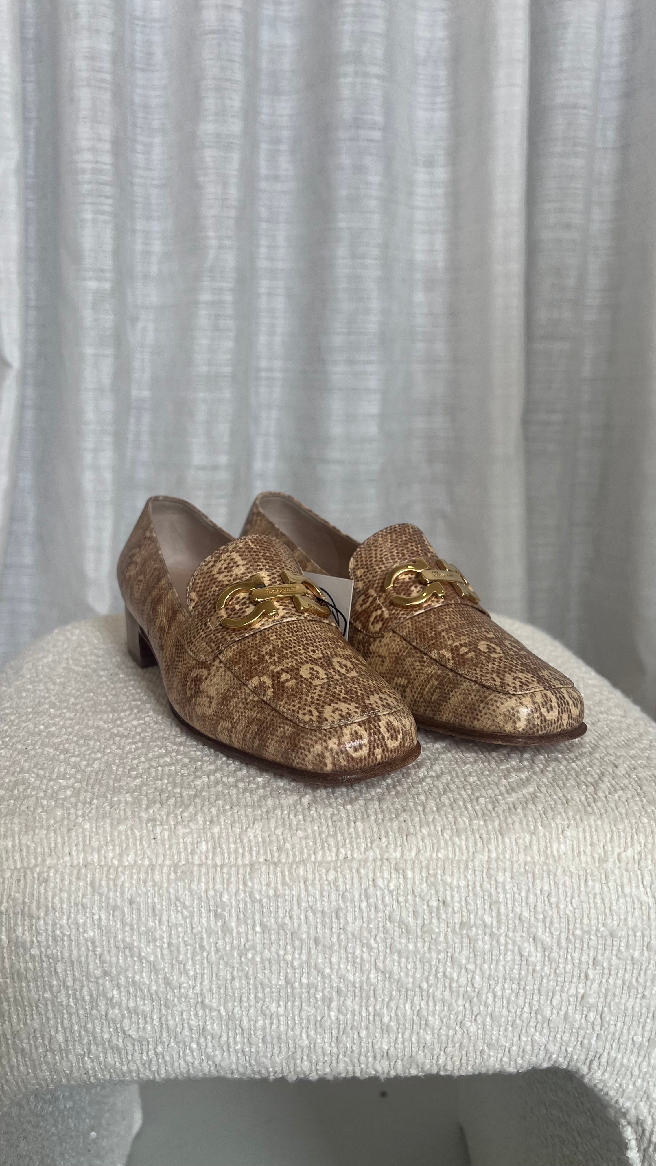 Salvatore Ferragamo Snake Print Loafers - Size 37