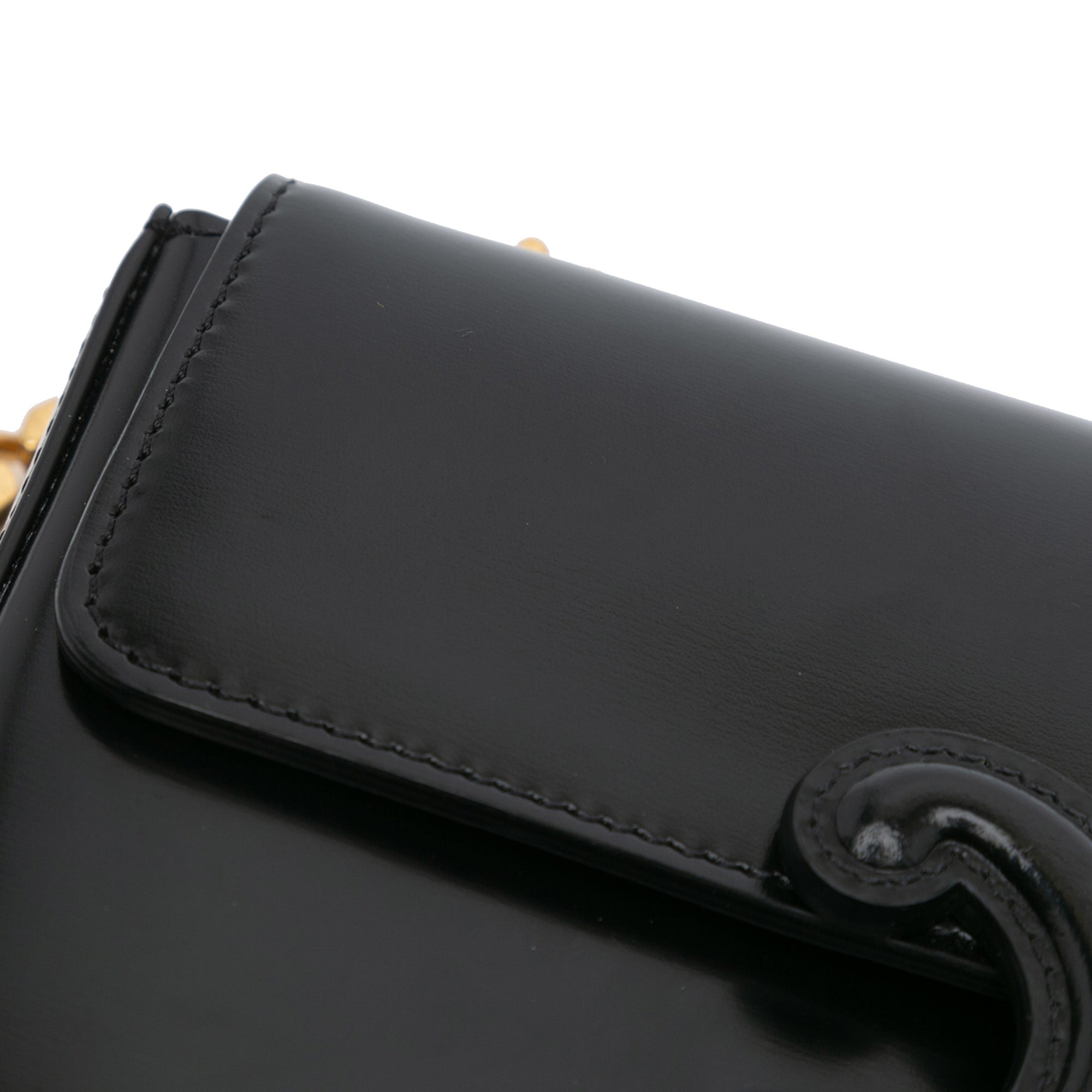 Celine Smooth Calfskin Cuir Triomphe Chain Shoulder Bag In Black