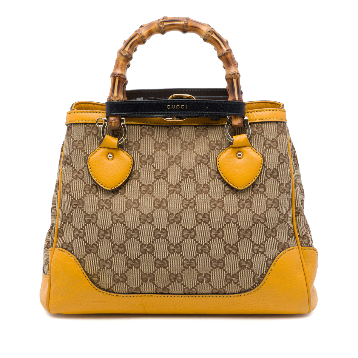 Gucci GG Canvas Bamboo Diana Top Handle Tote Monogram and Yellow