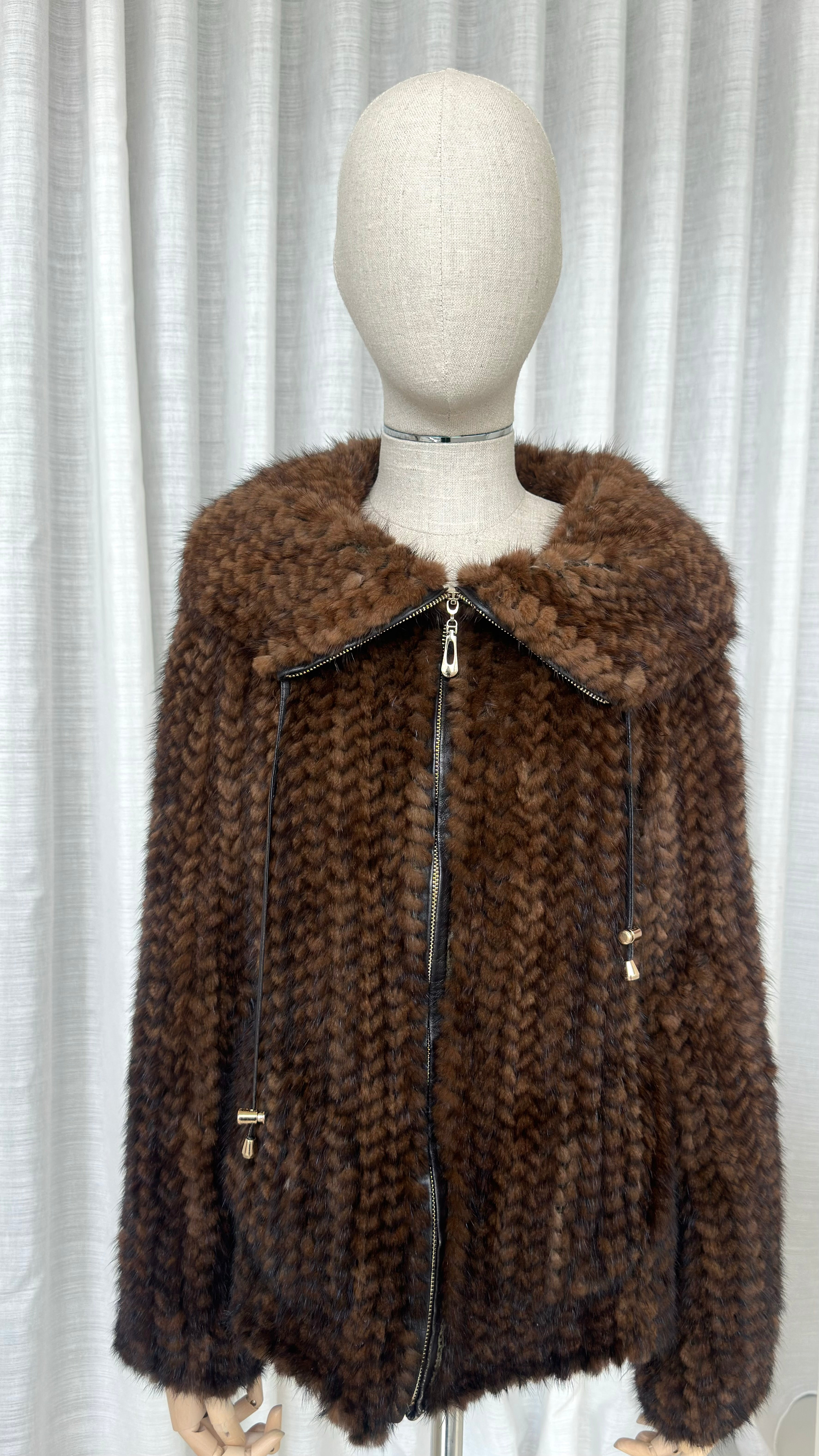 MINK FUR COAT JACKET IN BROWN