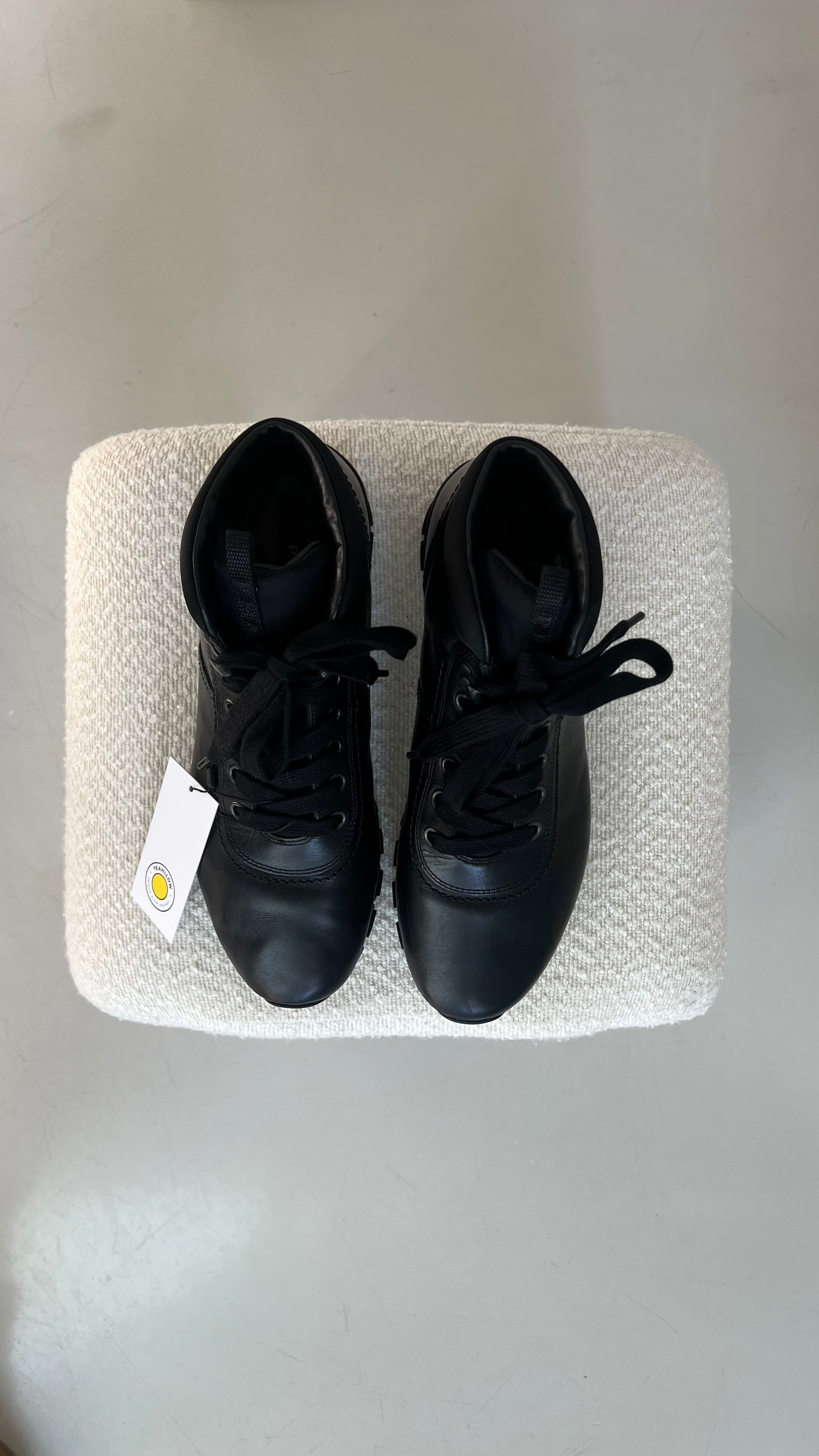 Prada Leather Boots In Black - Size 42