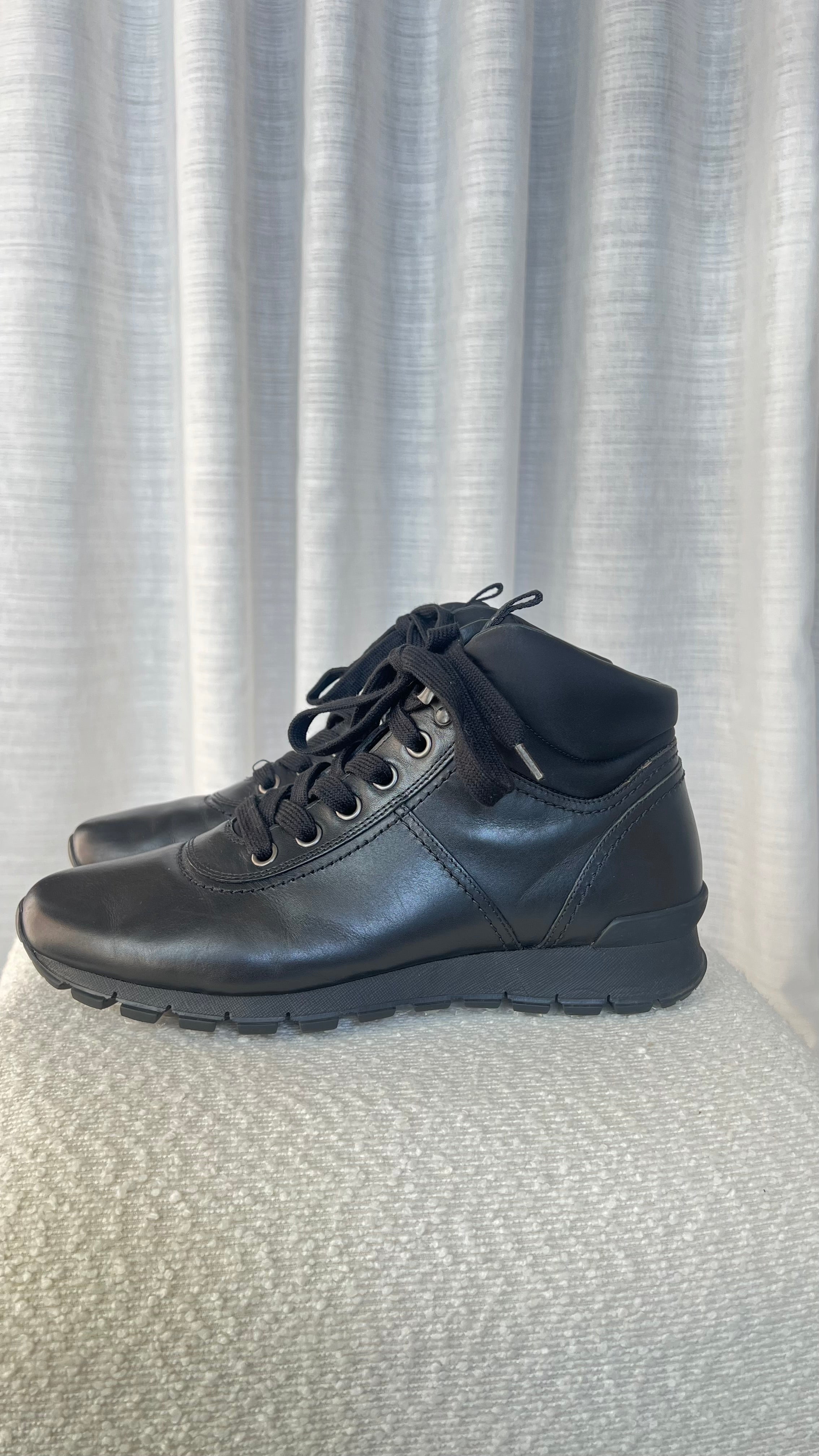 Prada Leather Boots In Black - Size 42
